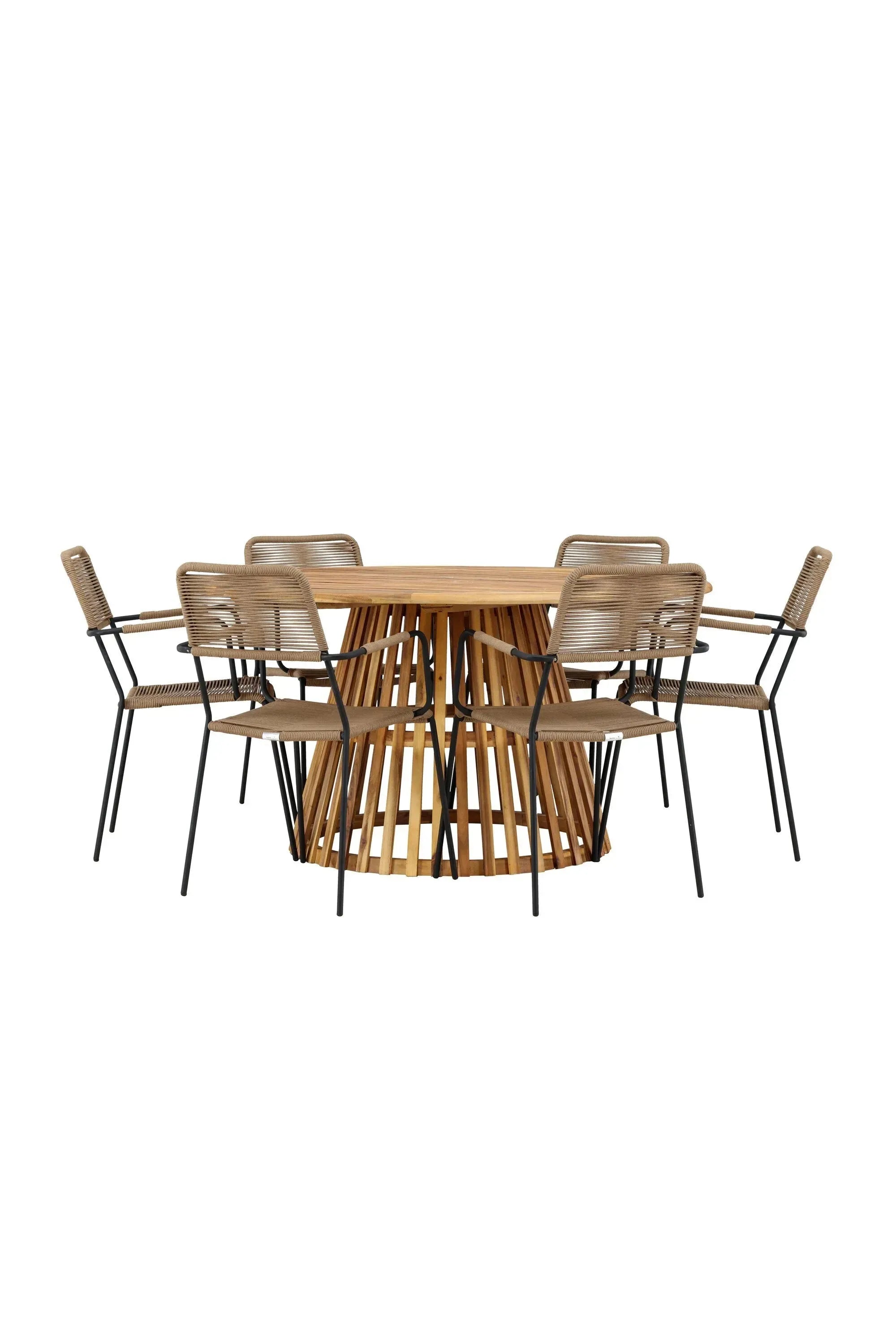 Elegantes Tucumán Set: Runder Tisch mit 6 Lindos-Stühlen von Venture.