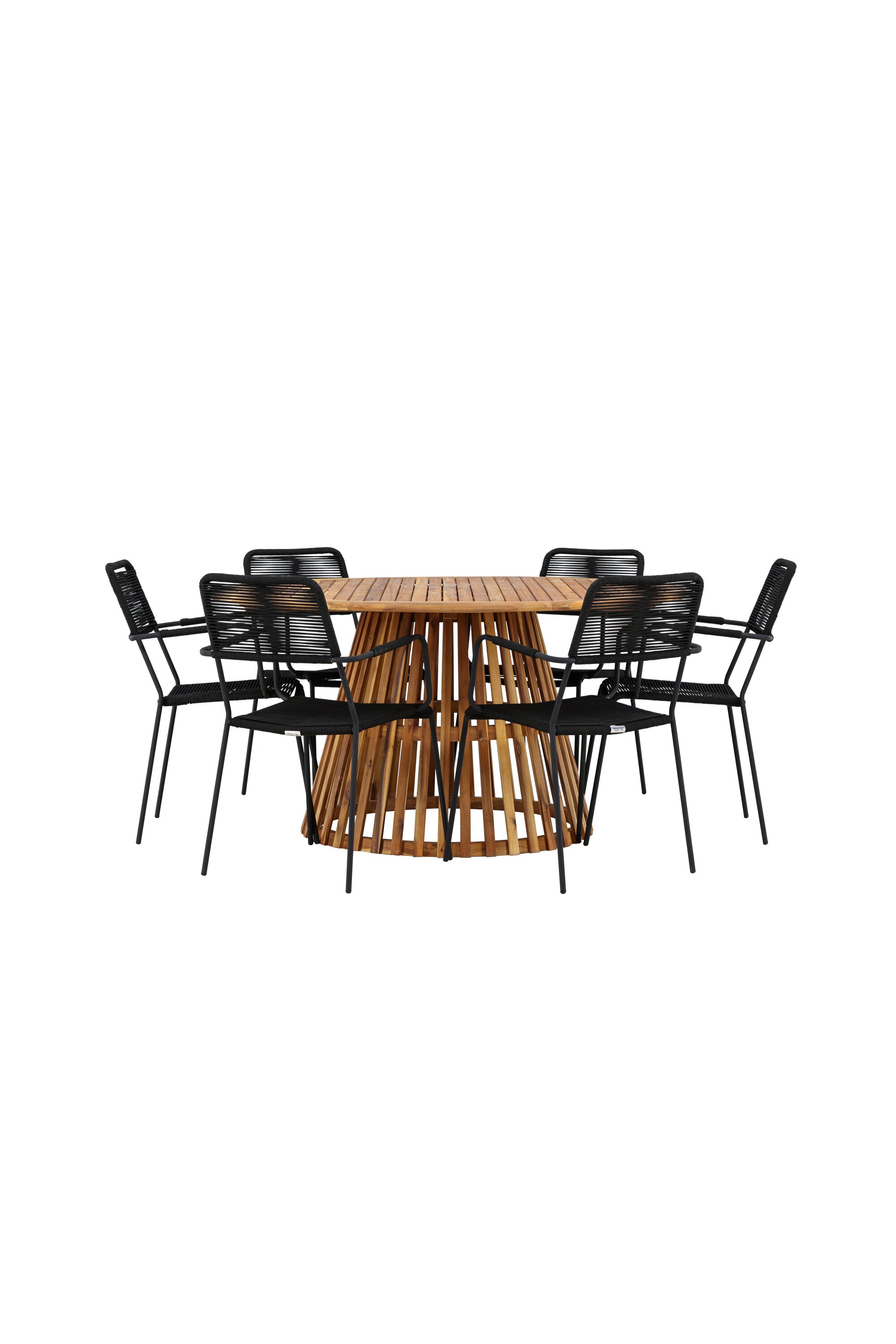 Tucumán Gartentisch Set rund + 6 x Lindos in Natur/Schwarz präsentiert im Onlineshop von KAQTU Design AG. Gartentischset ist von Venture Home