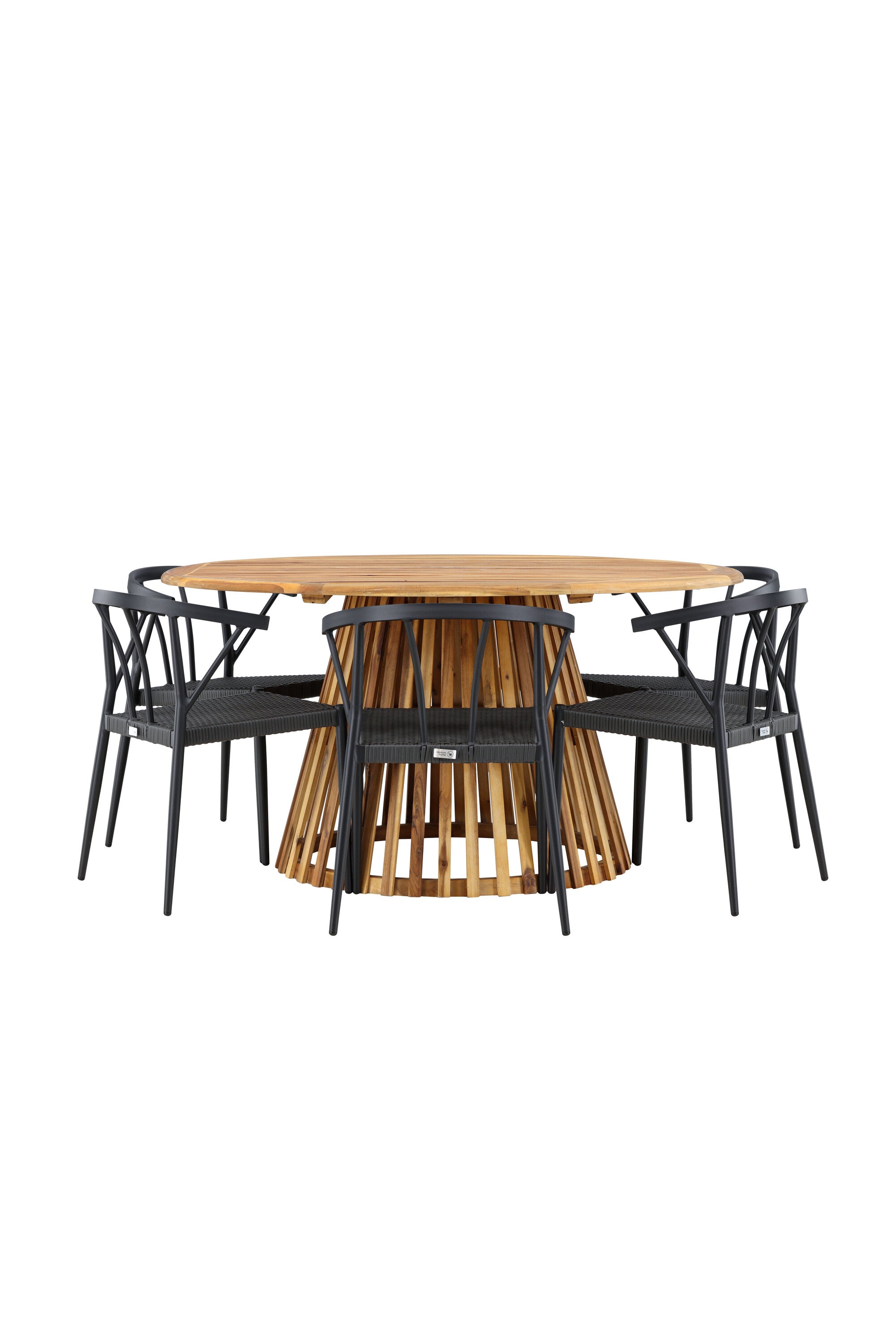 Tucumán Gartentisch Set rund + 6 x Stina in Natur/Schwarz präsentiert im Onlineshop von KAQTU Design AG. Gartentischset ist von Venture Home