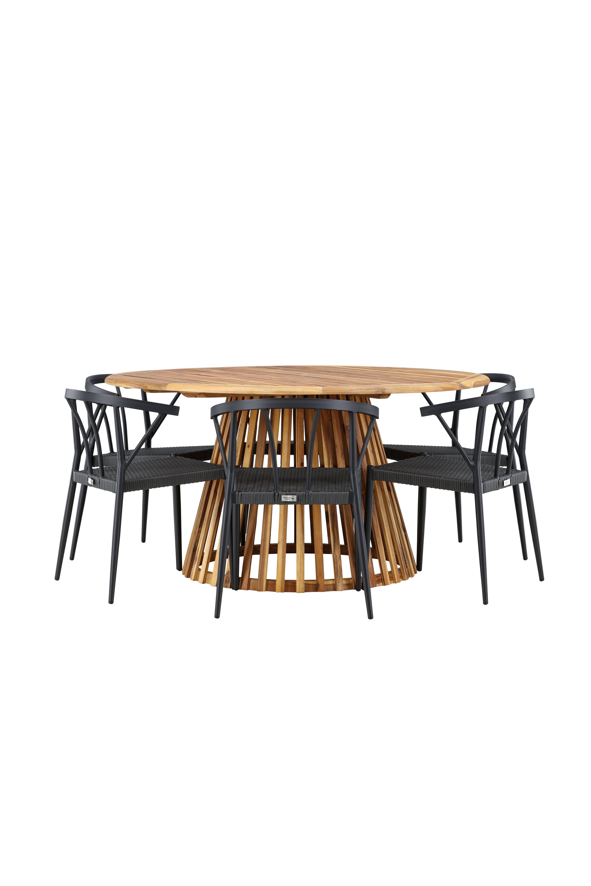 Tucumán Gartentisch Set rund + 6 x Stina in Natur/Schwarz präsentiert im Onlineshop von KAQTU Design AG. Gartentischset ist von Venture Home