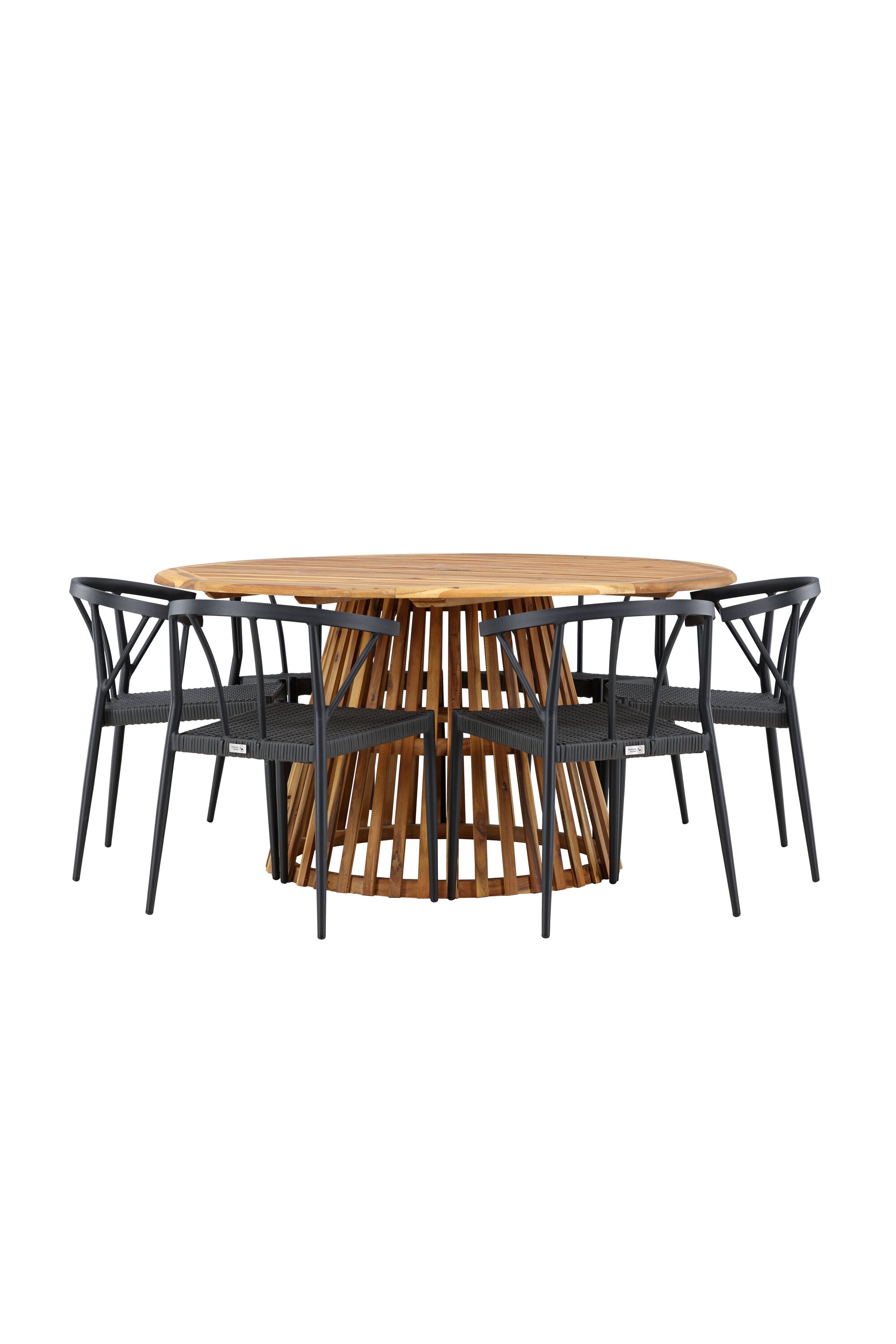 Tucumán Gartentisch Set rund + 6 x Stina in Natur/Schwarz präsentiert im Onlineshop von KAQTU Design AG. Gartentischset ist von Venture Home