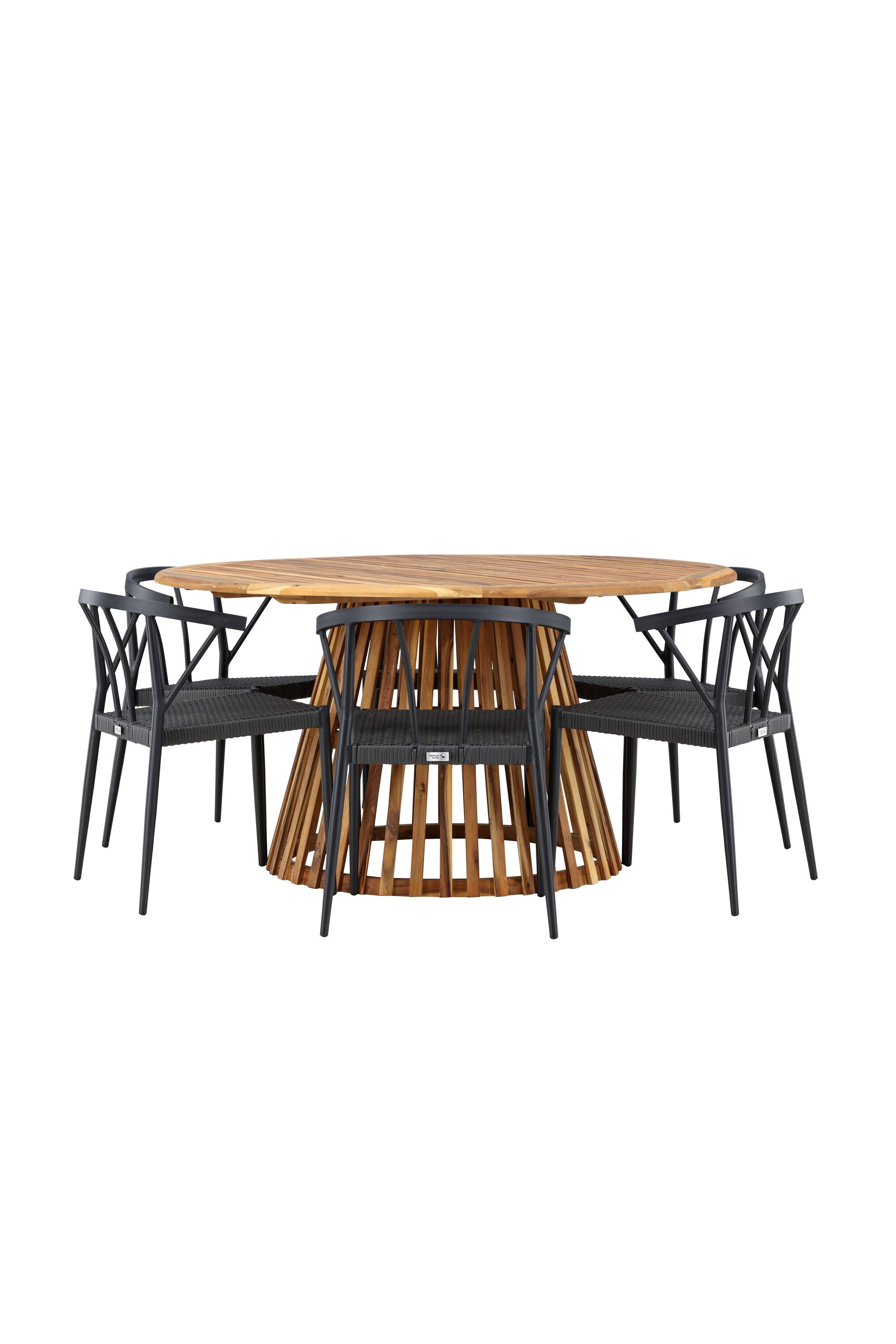 Tucumán Gartentisch Set rund + 6 x Stina in Natur/Schwarz präsentiert im Onlineshop von KAQTU Design AG. Gartentischset ist von Venture Home