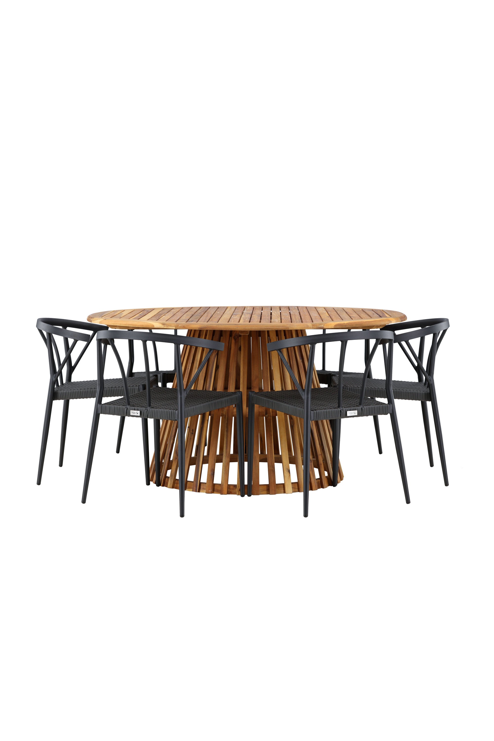 Tucumán Gartentisch Set rund + 6 x Stina in Natur/Schwarz präsentiert im Onlineshop von KAQTU Design AG. Gartentischset ist von Venture Home