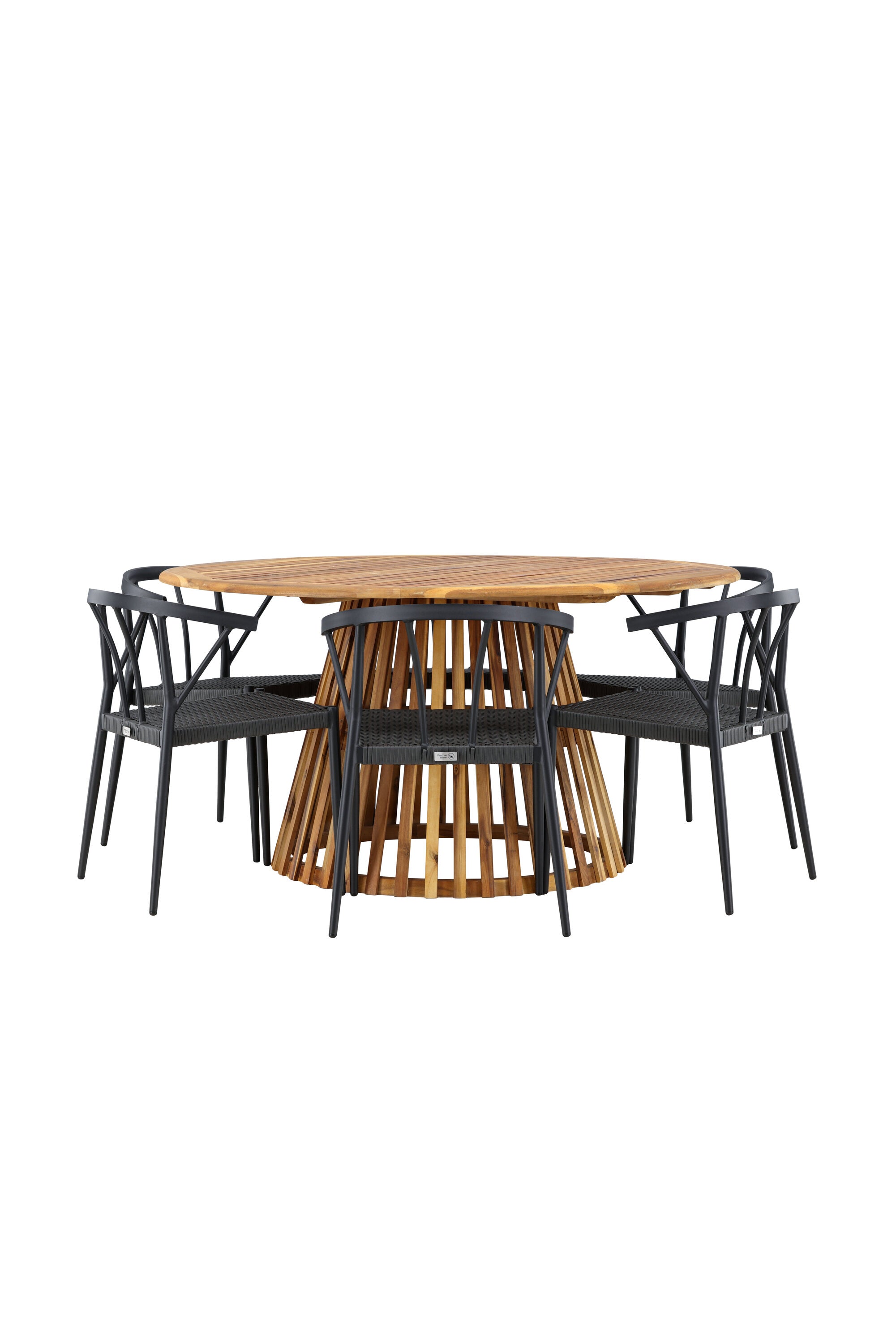 Tucumán Gartentisch Set rund + 6 x Stina in Natur/Schwarz präsentiert im Onlineshop von KAQTU Design AG. Gartentischset ist von Venture Home