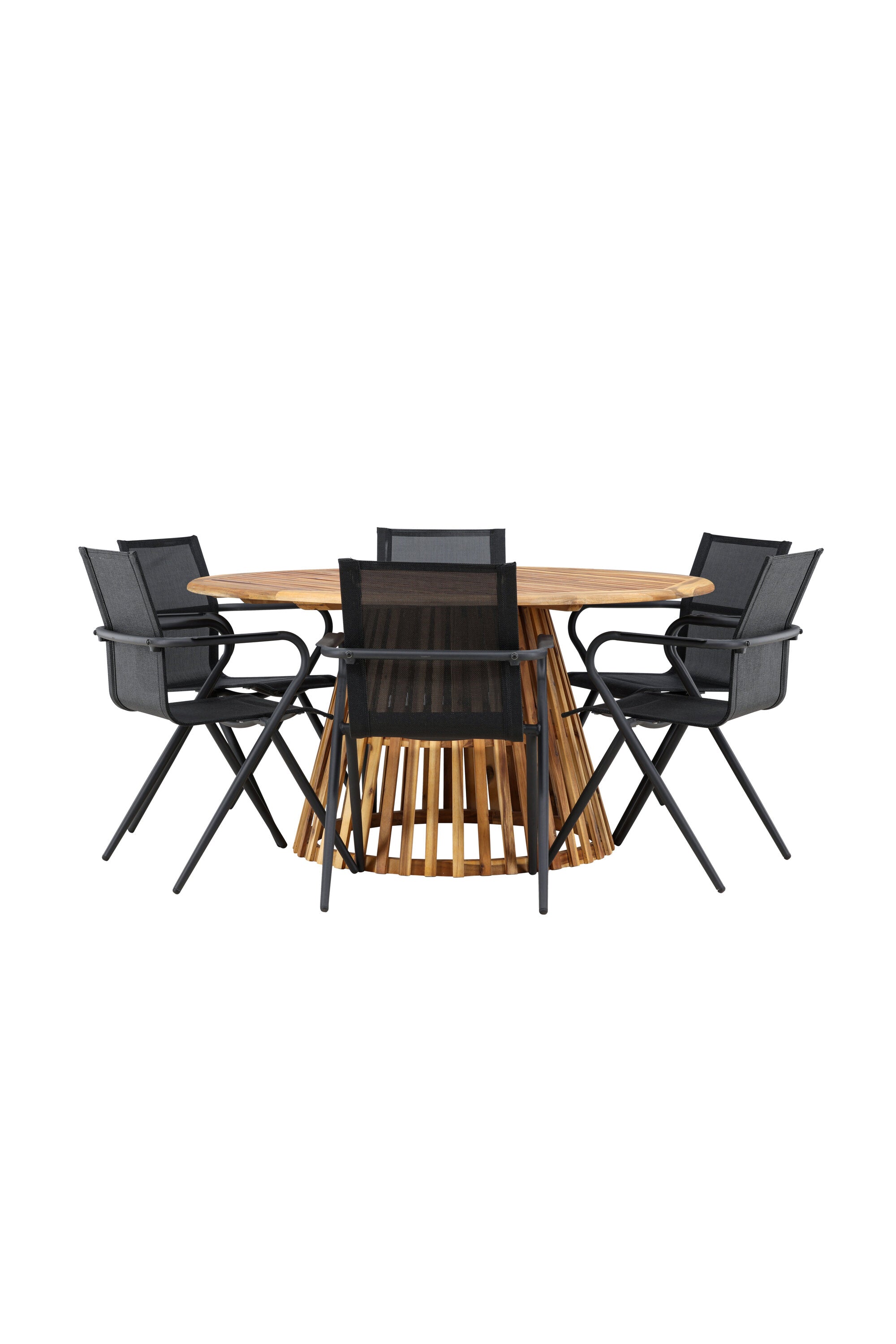 Tucumán Gartentisch Set rund + 6 x Alina in Natur/Schwarz präsentiert im Onlineshop von KAQTU Design AG. Gartentischset ist von Venture Home