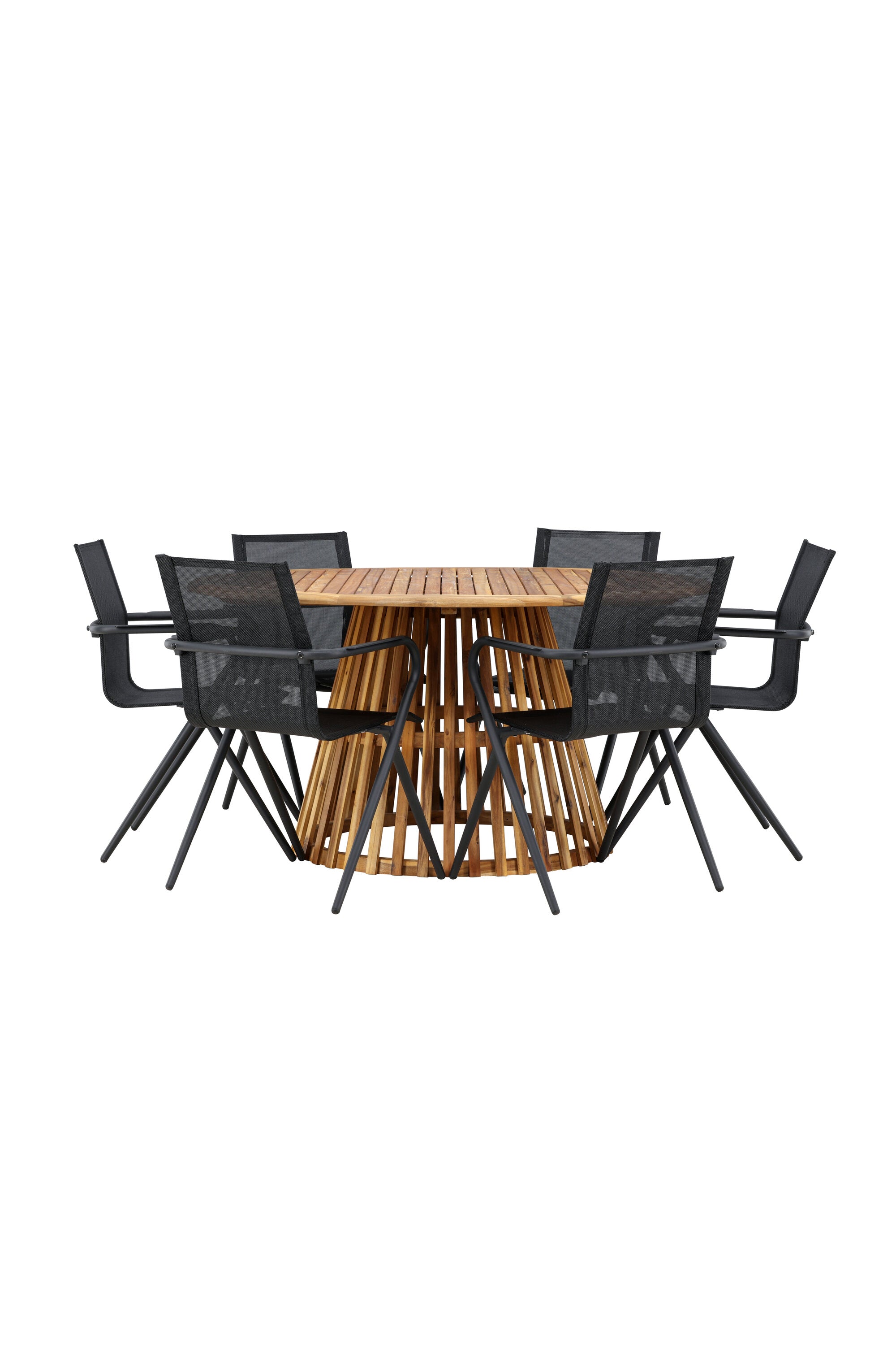 Tucumán Gartentisch Set rund + 6 x Alina in Natur/Schwarz präsentiert im Onlineshop von KAQTU Design AG. Gartentischset ist von Venture Home