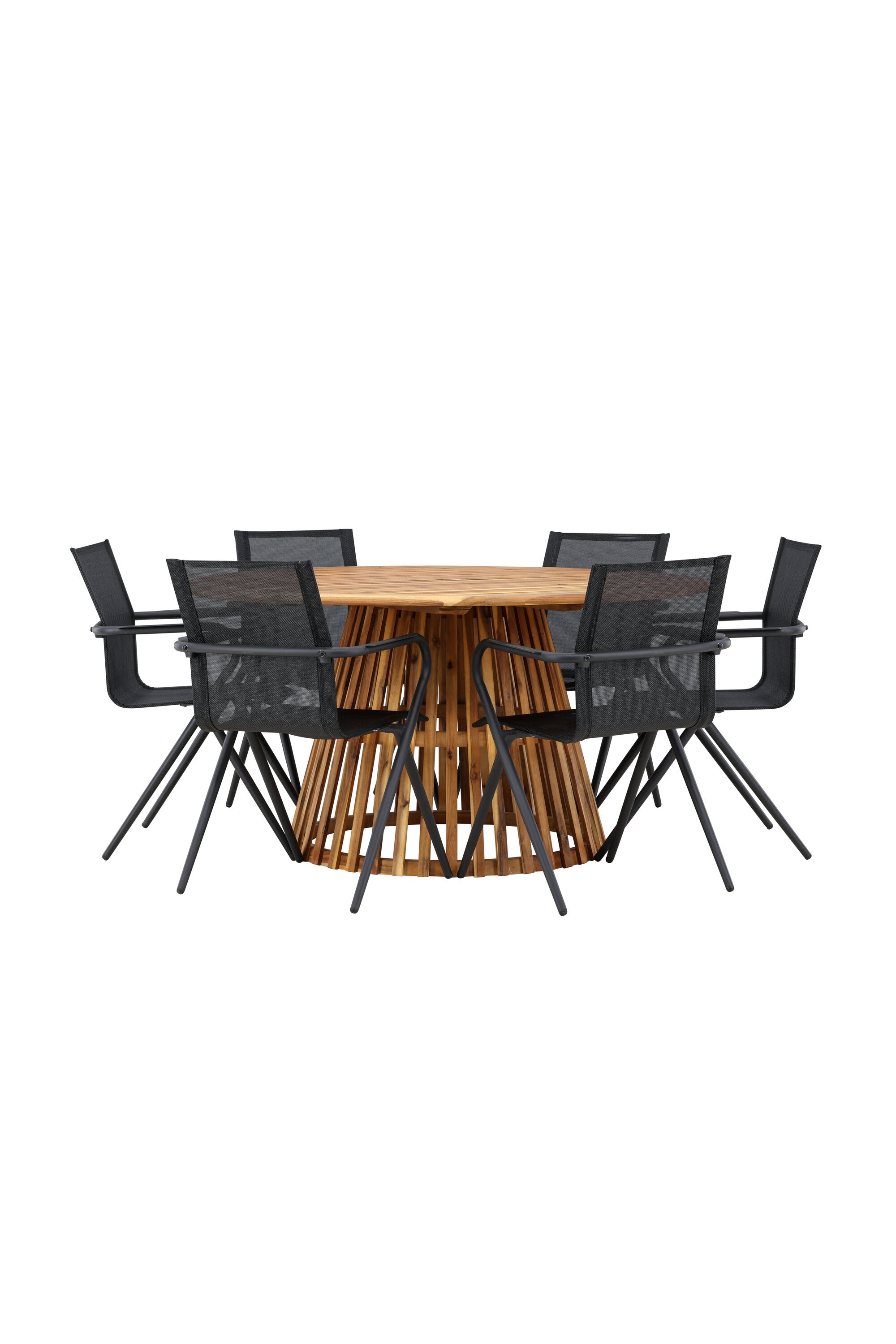 Tucumán Gartentisch Set rund + 6 x Alina in Natur/Schwarz präsentiert im Onlineshop von KAQTU Design AG. Gartentischset ist von Venture Home
