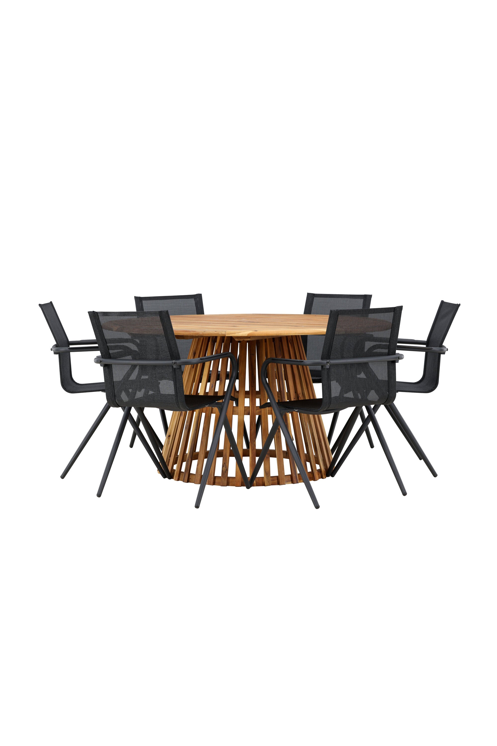 Tucumán Gartentisch Set rund + 6 x Alina in Natur/Schwarz präsentiert im Onlineshop von KAQTU Design AG. Gartentischset ist von Venture Home