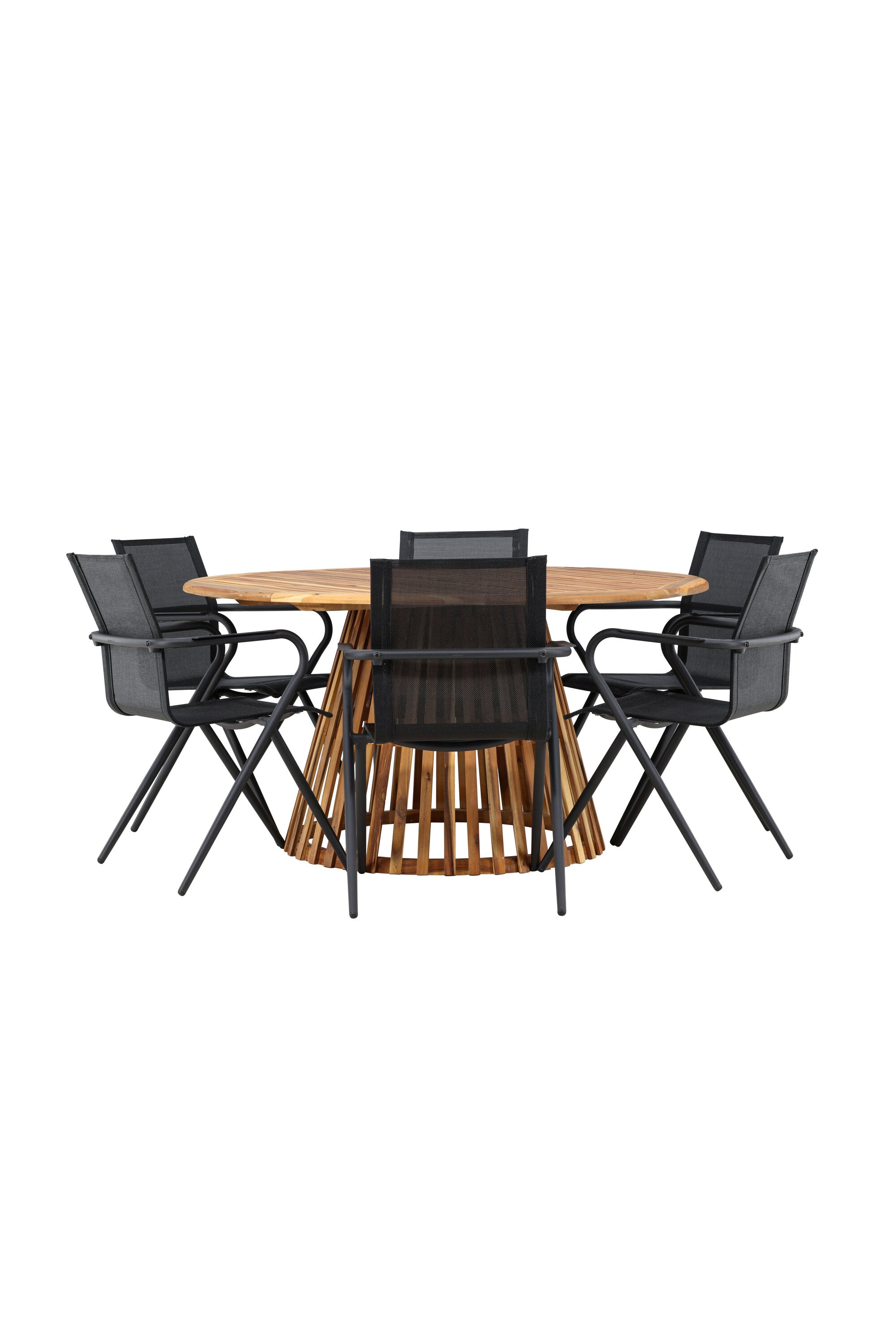 Tucumán Gartentisch Set rund + 6 x Alina in Natur/Schwarz präsentiert im Onlineshop von KAQTU Design AG. Gartentischset ist von Venture Home