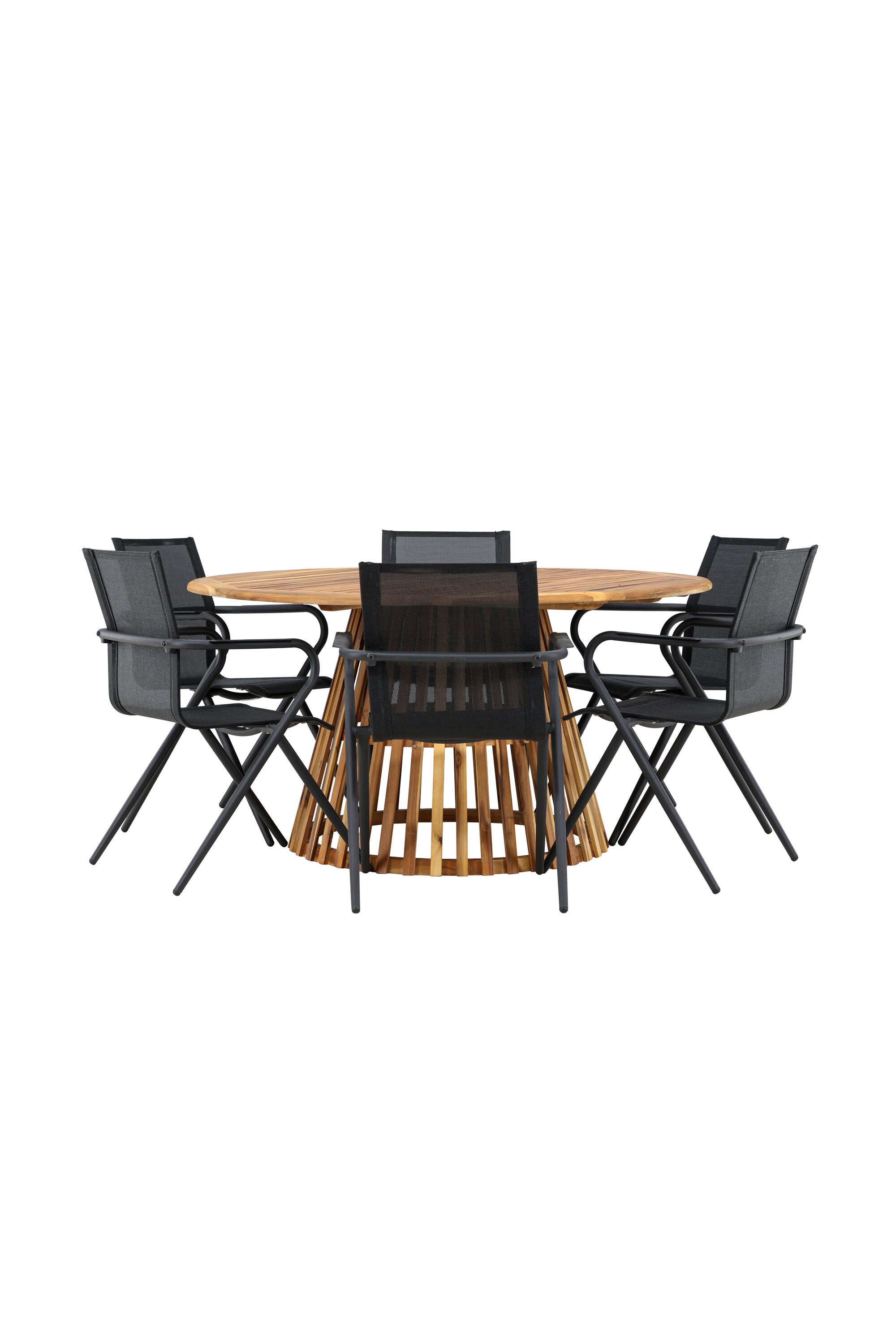 Tucumán Gartentisch Set rund + 6 x Alina in Natur/Schwarz präsentiert im Onlineshop von KAQTU Design AG. Gartentischset ist von Venture Home