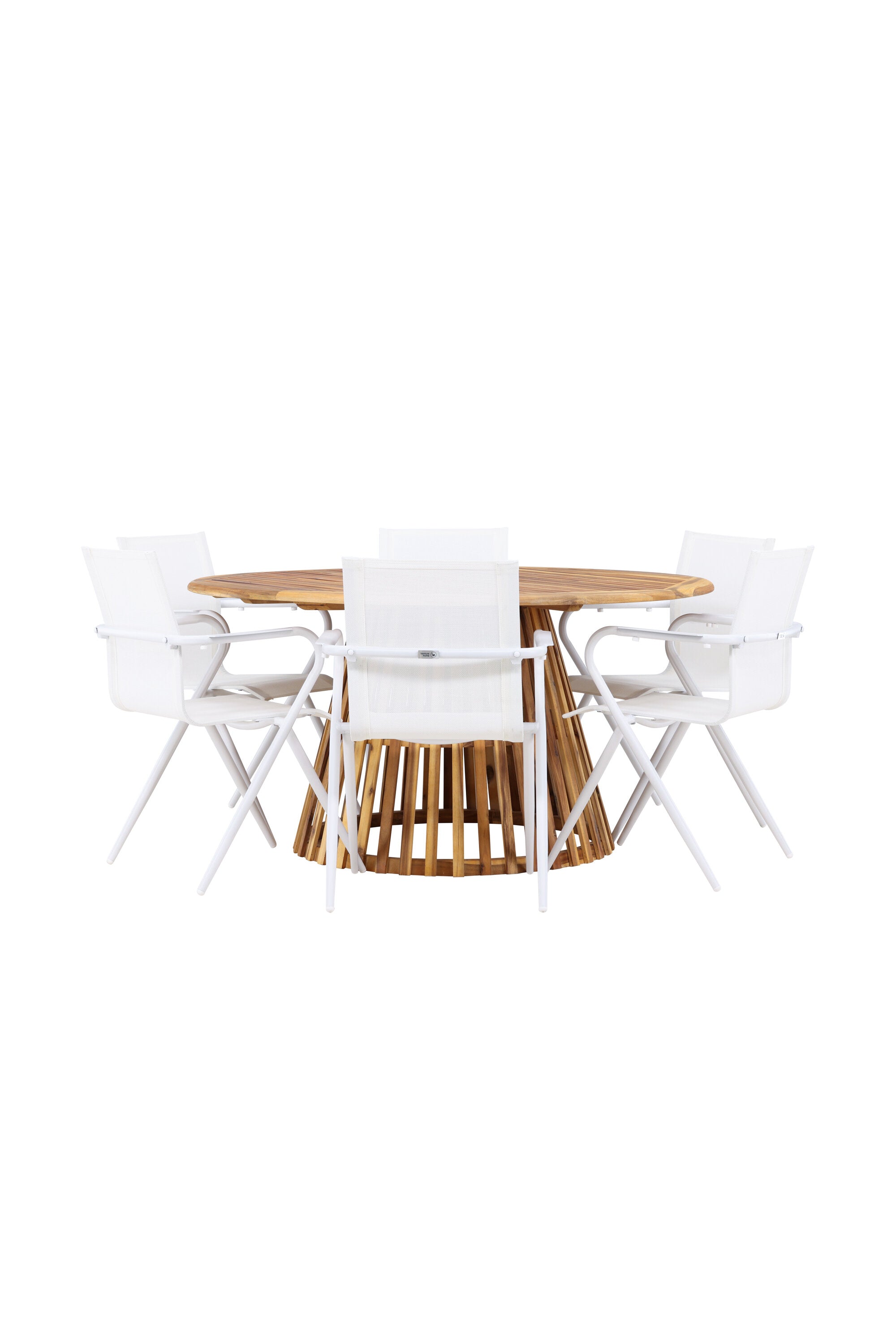 Tucumán Gartentisch Set rund + 6 x Alina in Natur/Weiss präsentiert im Onlineshop von KAQTU Design AG. Gartentischset ist von Venture Home