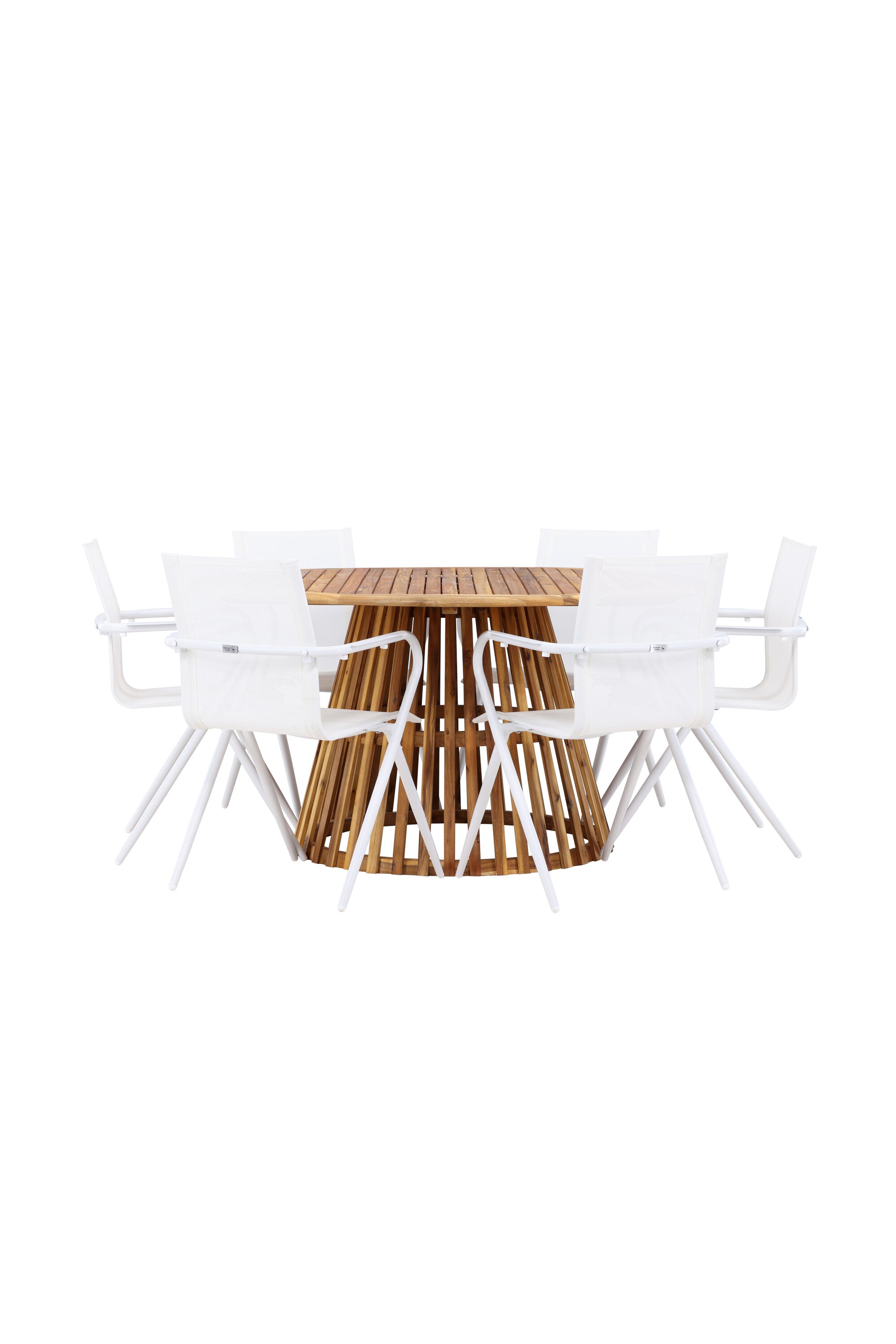 Tucumán Gartentisch Set rund + 6 x Alina in Natur/Weiss präsentiert im Onlineshop von KAQTU Design AG. Gartentischset ist von Venture Home