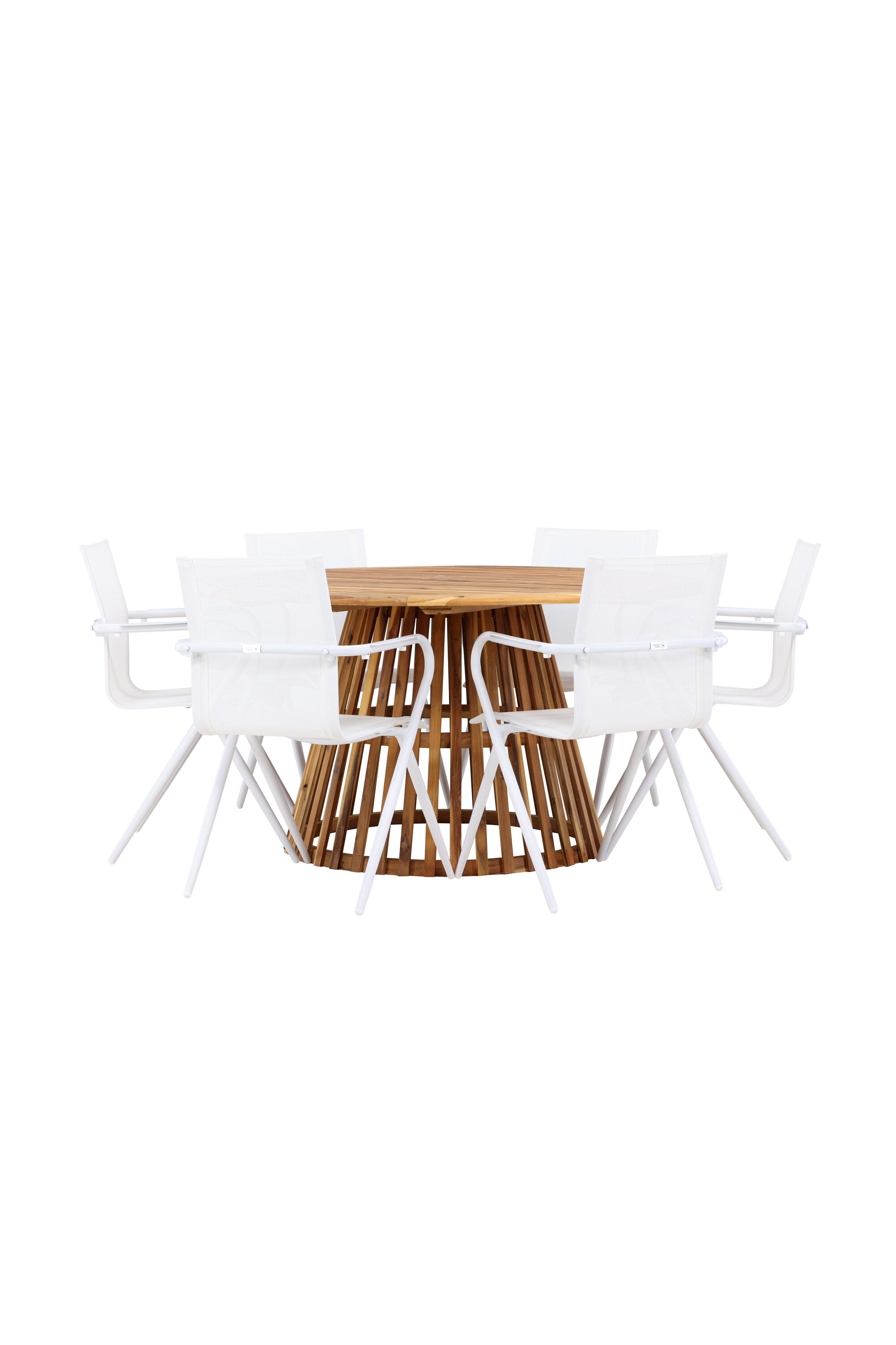 Tucumán Gartentisch Set rund + 6 x Alina in Natur/Weiss präsentiert im Onlineshop von KAQTU Design AG. Gartentischset ist von Venture Home