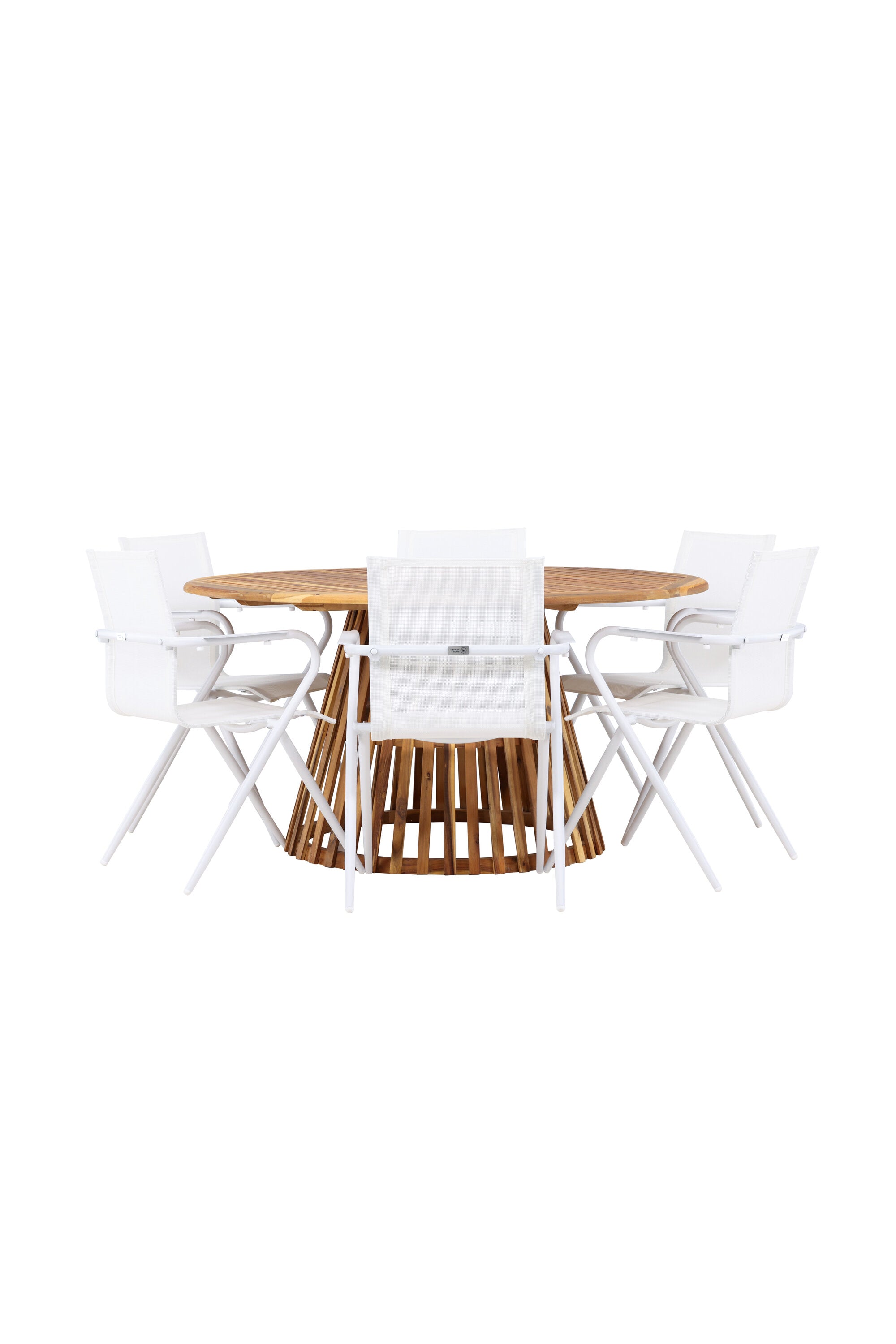 Tucumán Gartentisch Set rund + 6 x Alina in Natur/Weiss präsentiert im Onlineshop von KAQTU Design AG. Gartentischset ist von Venture Home
