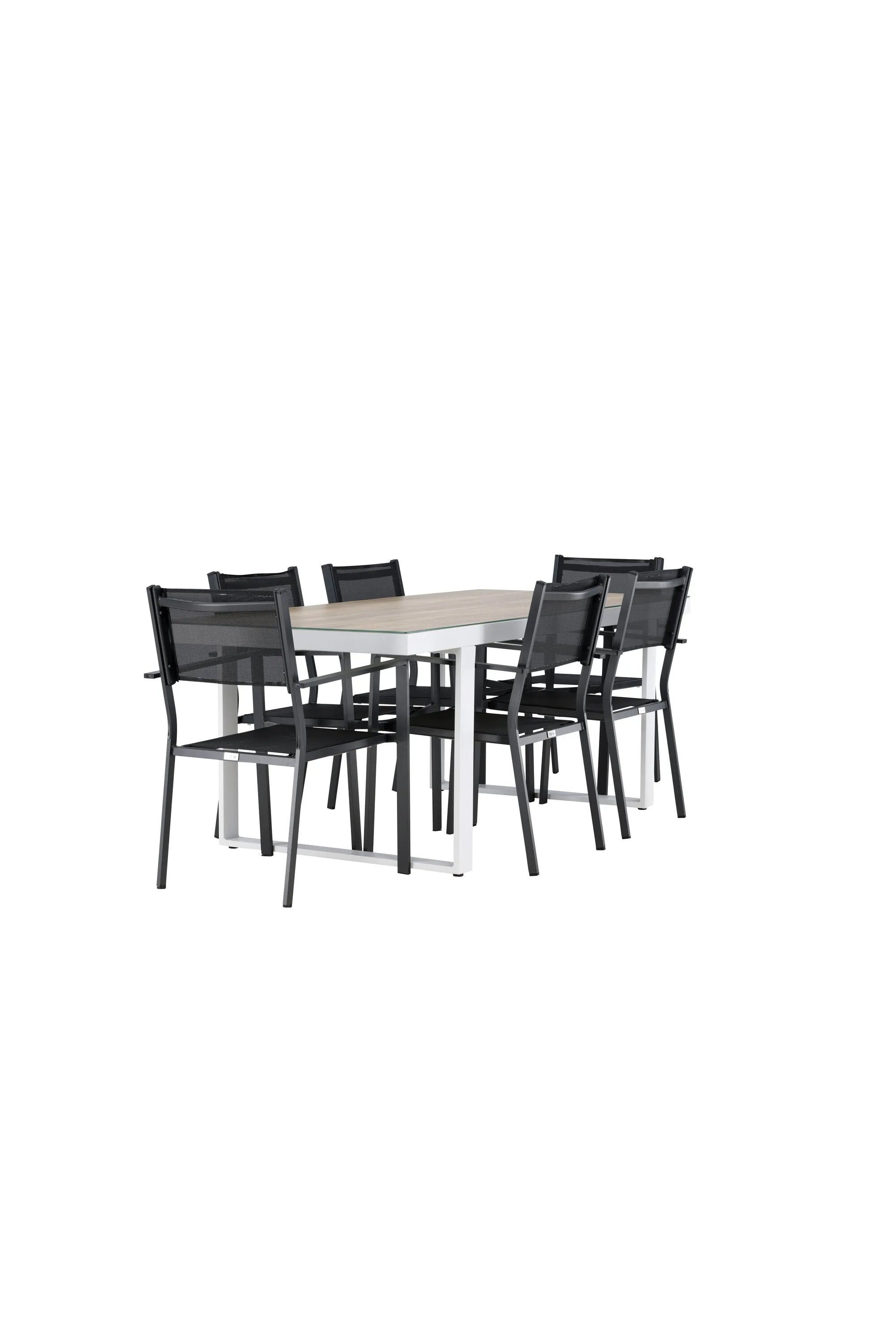 Elegantes Esszimmerset aus Glas und Aluminium, bietet Komfort und Stil für unvergessliche Momente.