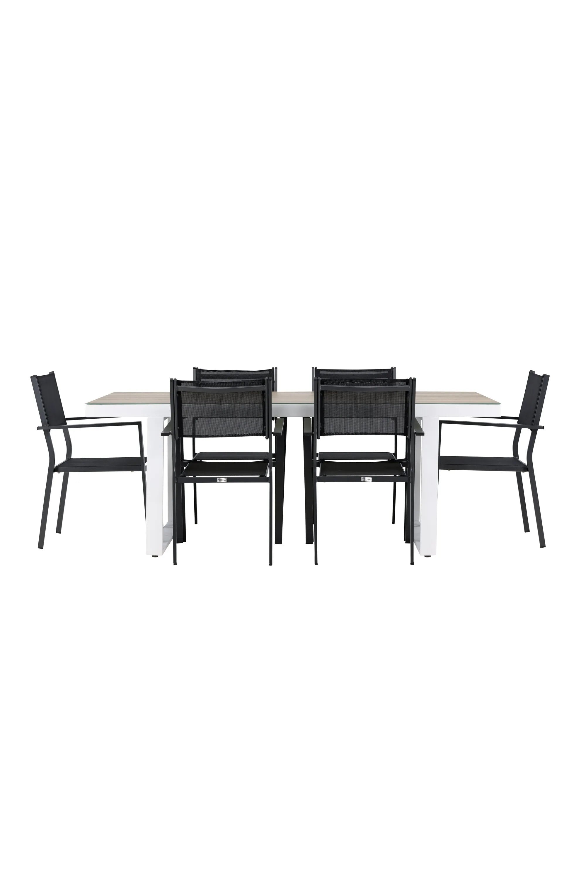 Elegantes Esszimmerset aus Glas und Aluminium, bietet Komfort und Stil für unvergessliche Momente.