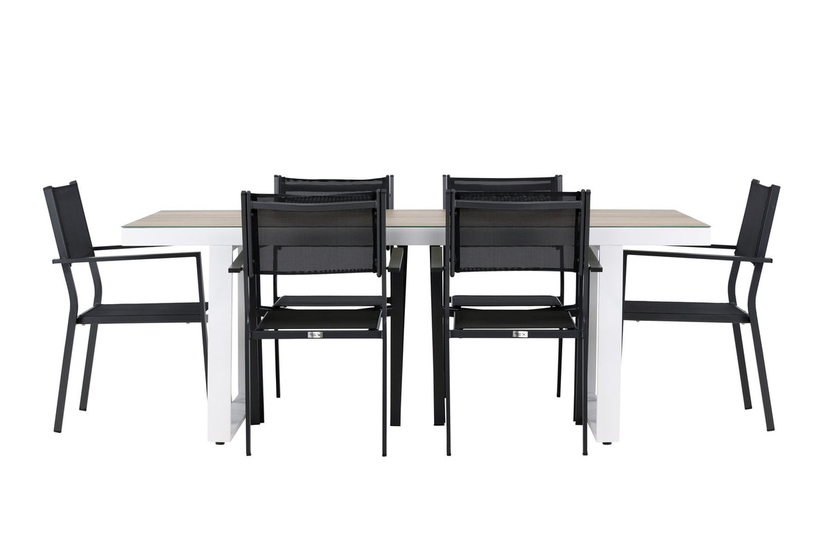 Merlo Gartentisch Set + Copacabana in Weiss / Schwarz präsentiert im Onlineshop von KAQTU Design AG. Gartentischset ist von Venture Home