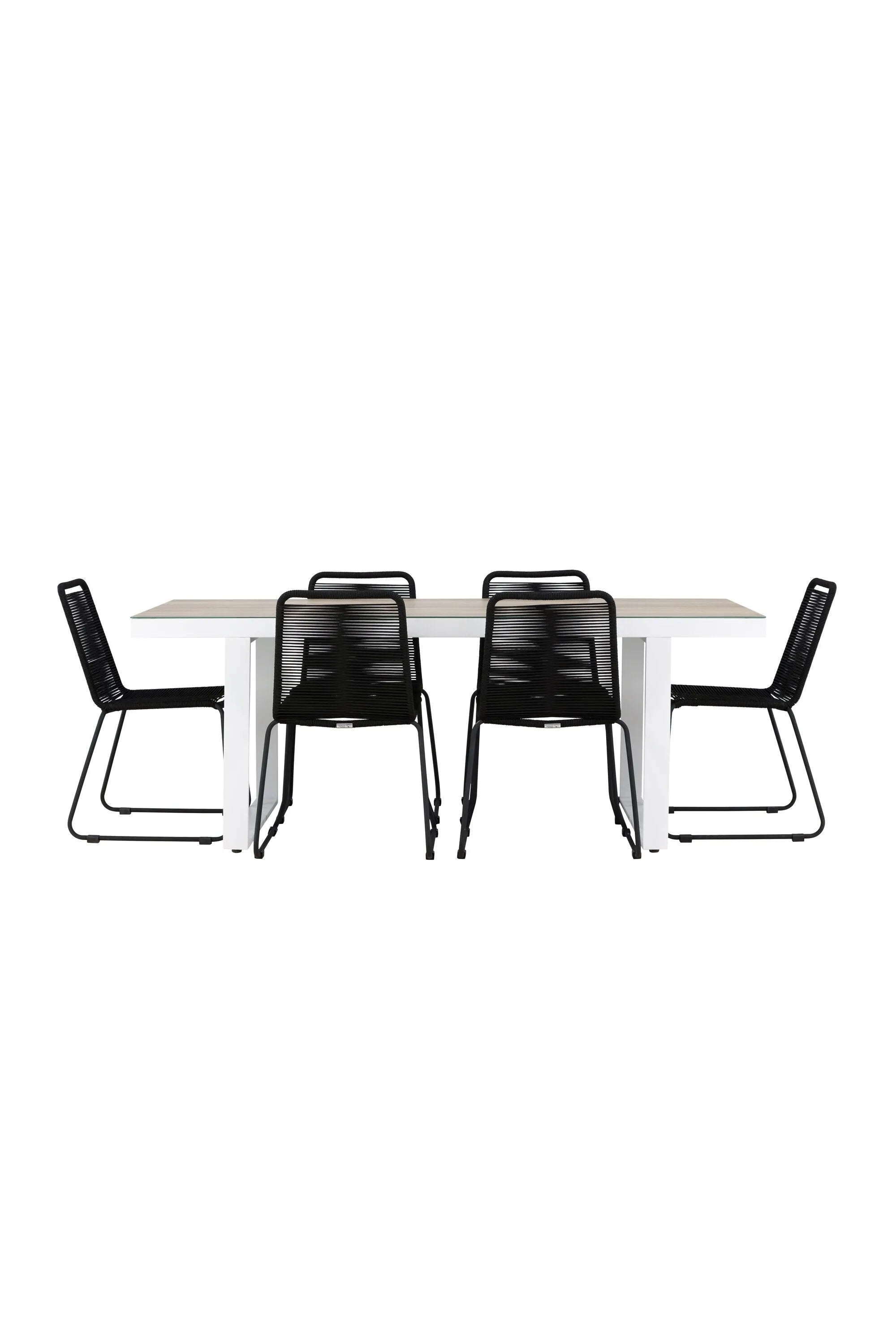 Elegantes Esszimmerset aus Glas und Aluminium, bietet Komfort und Stil für unvergessliche Momente.