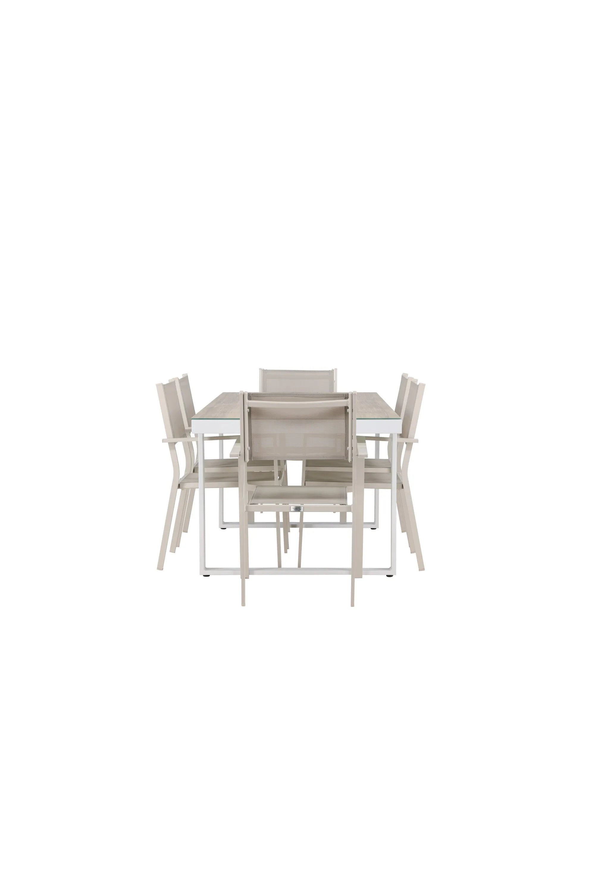 Elegantes Esszimmerset aus Glas und Aluminium, bietet Komfort und Stil für unvergessliche Momente.