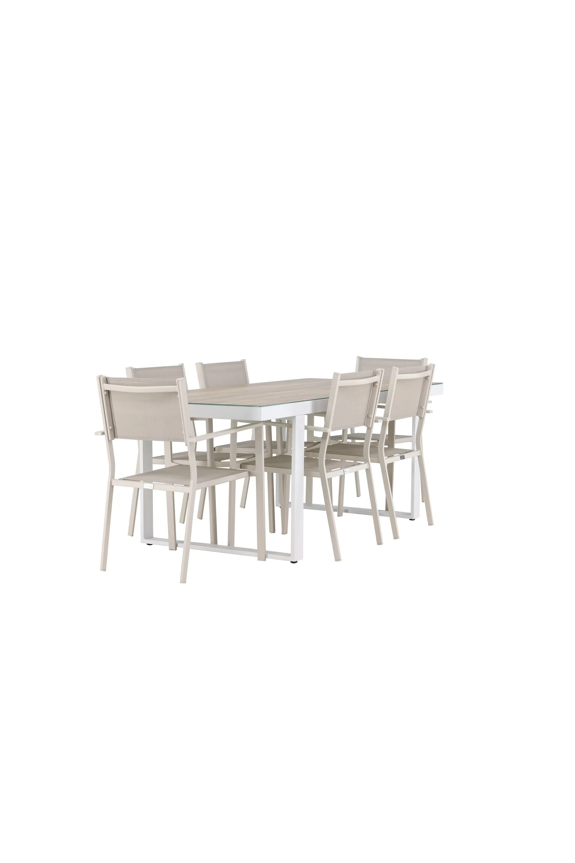 Elegantes Esszimmerset aus Glas und Aluminium, bietet Komfort und Stil für unvergessliche Momente.