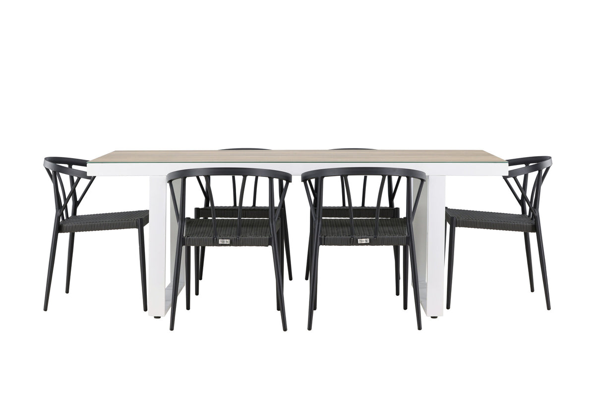 Merlo Gartentisch Set + Stina in Weiss / Schwarz präsentiert im Onlineshop von KAQTU Design AG. Gartentischset ist von Venture Home