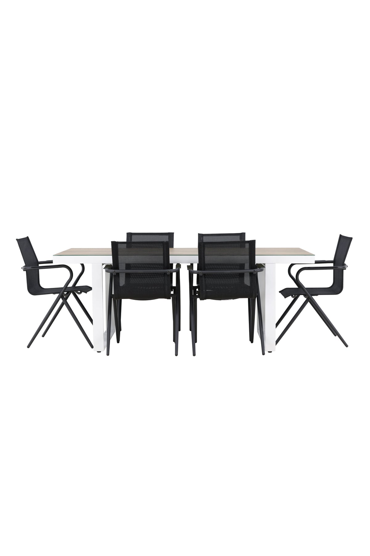 Merlo Gartentisch Set + Alina in Weiss / Schwarz präsentiert im Onlineshop von KAQTU Design AG. Gartentischset ist von Venture Home