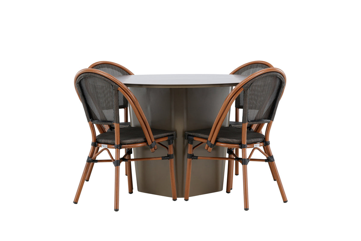 Santa Fe Gartentisch Set Guarda in Braun/Schwarz/Braun präsentiert im Onlineshop von KAQTU Design AG. Gartentischset ist von Venture Home