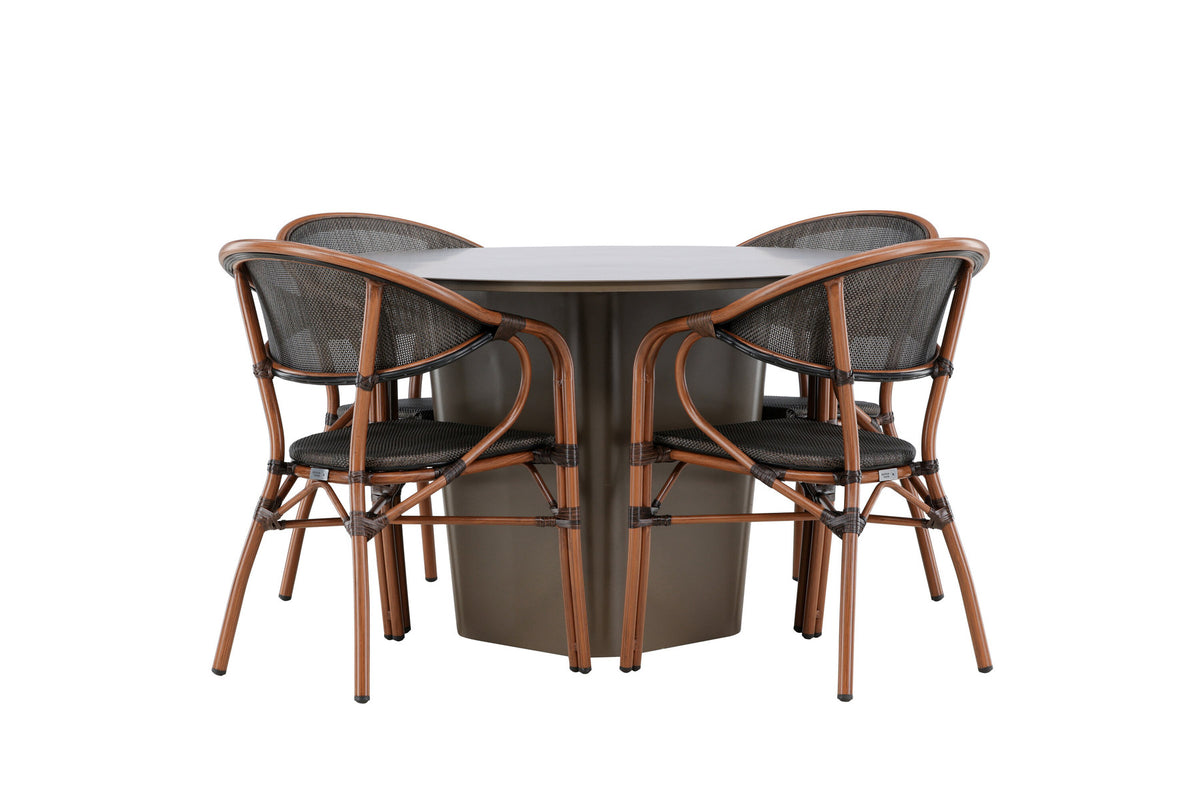 Santa Fe Gartentisch Set rund in Braun/Schwarz/Braun präsentiert im Onlineshop von KAQTU Design AG. Gartentischset ist von Venture Home
