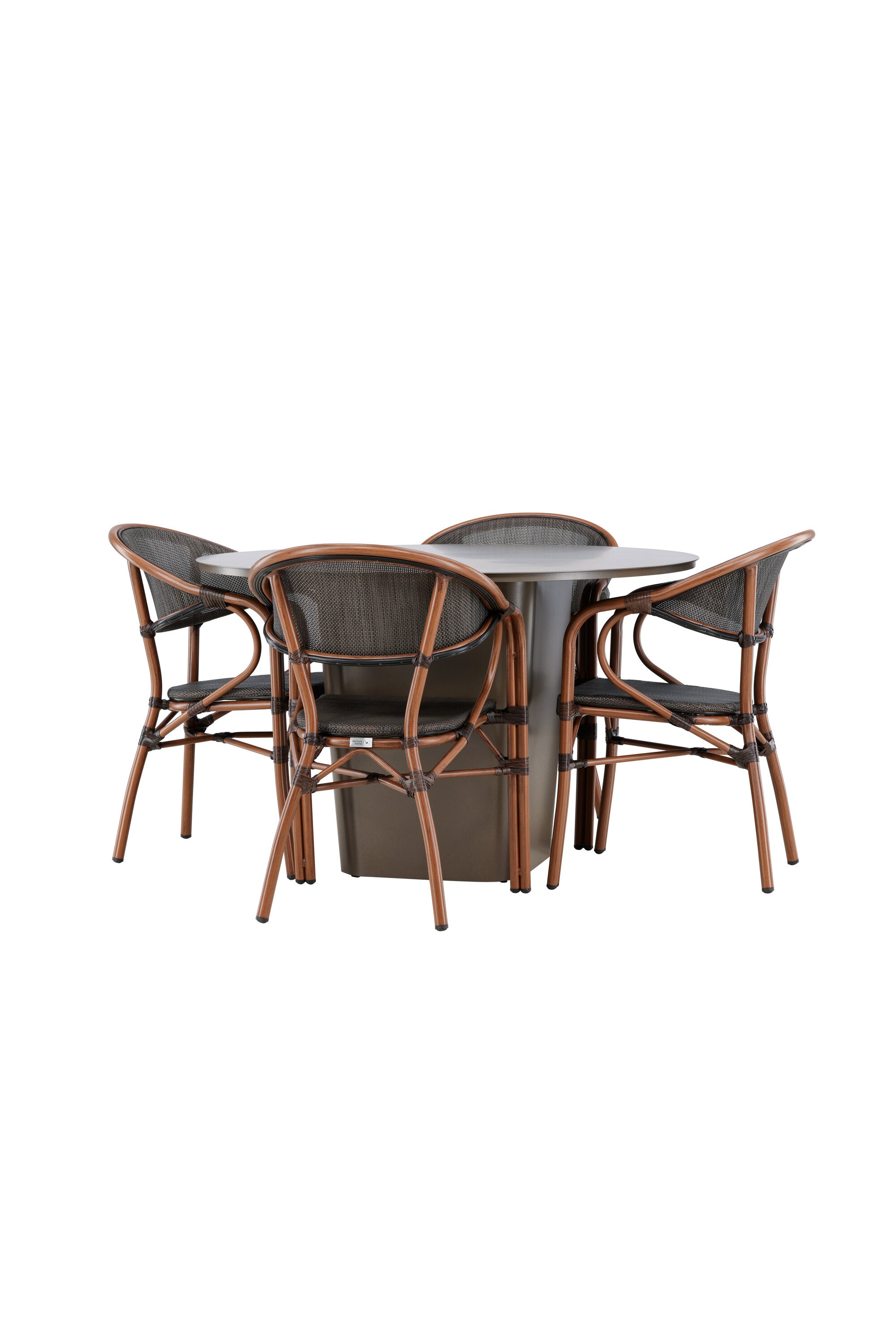 Santa Fe Gartentisch Set rund in Braun/Schwarz/Braun präsentiert im Onlineshop von KAQTU Design AG. Gartentischset ist von Venture Home