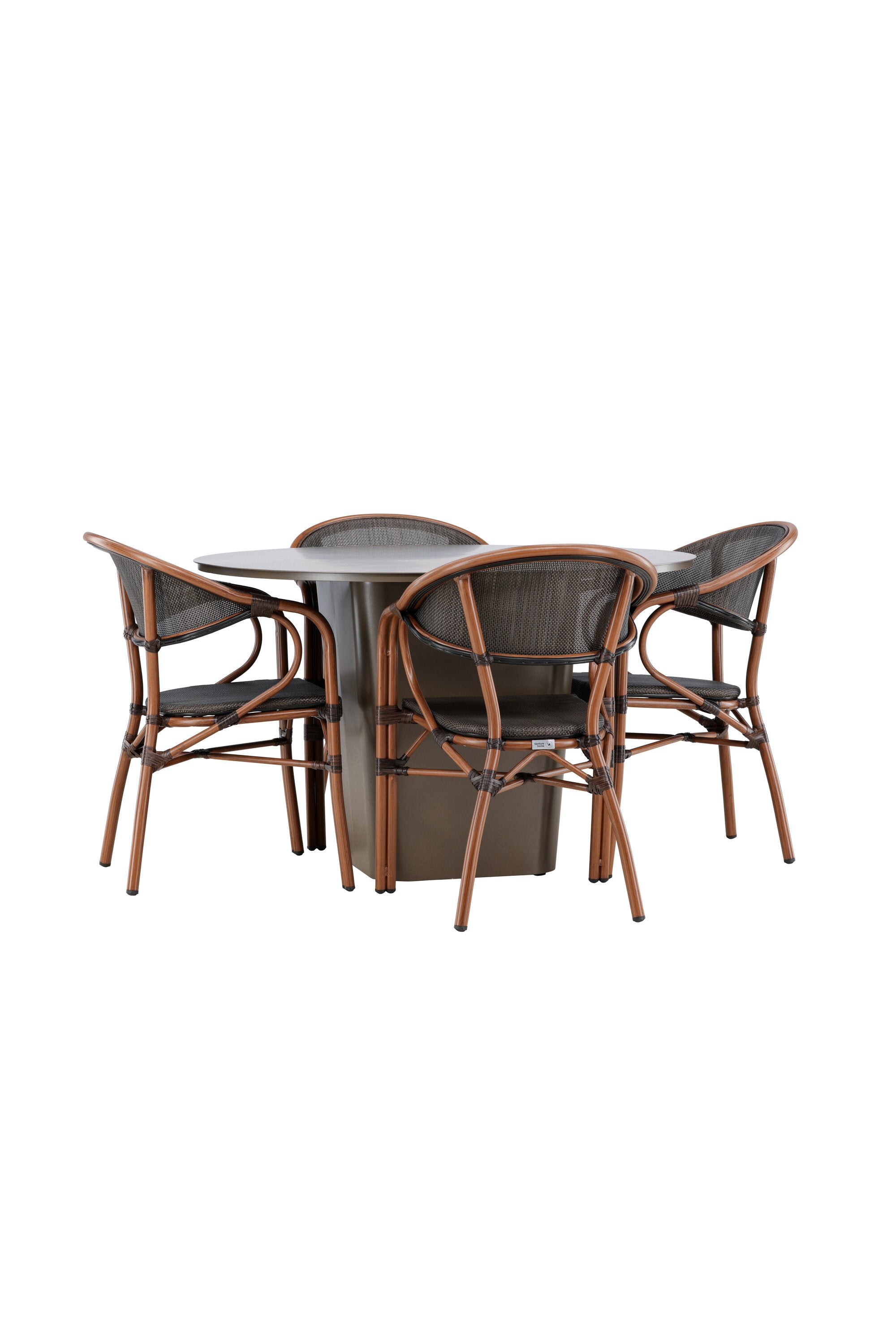 Santa Fe Gartentisch Set rund in Braun/Schwarz/Braun präsentiert im Onlineshop von KAQTU Design AG. Gartentischset ist von Venture Home