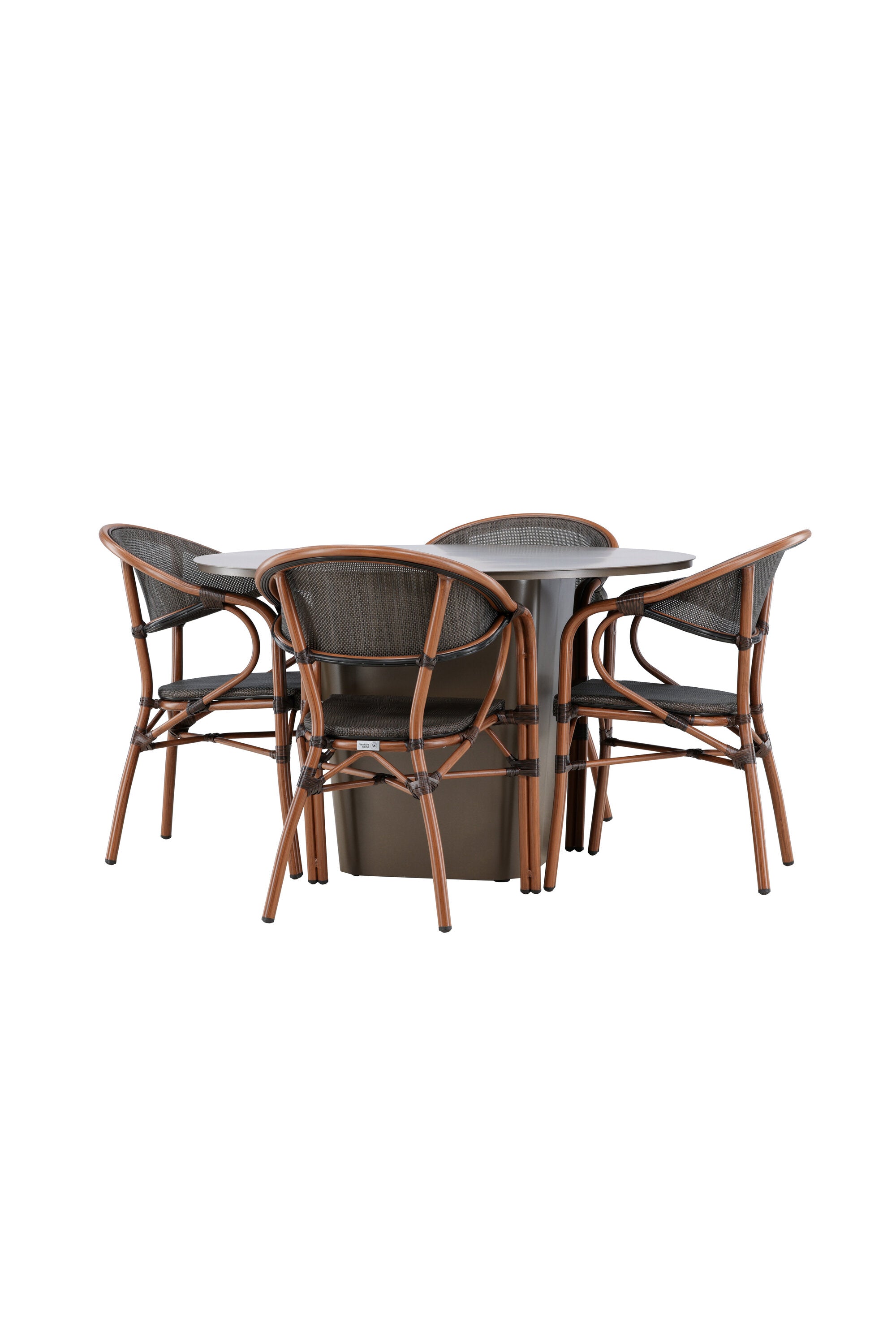 Santa Fe Gartentisch Set rund in Braun/Schwarz/Braun präsentiert im Onlineshop von KAQTU Design AG. Gartentischset ist von Venture Home