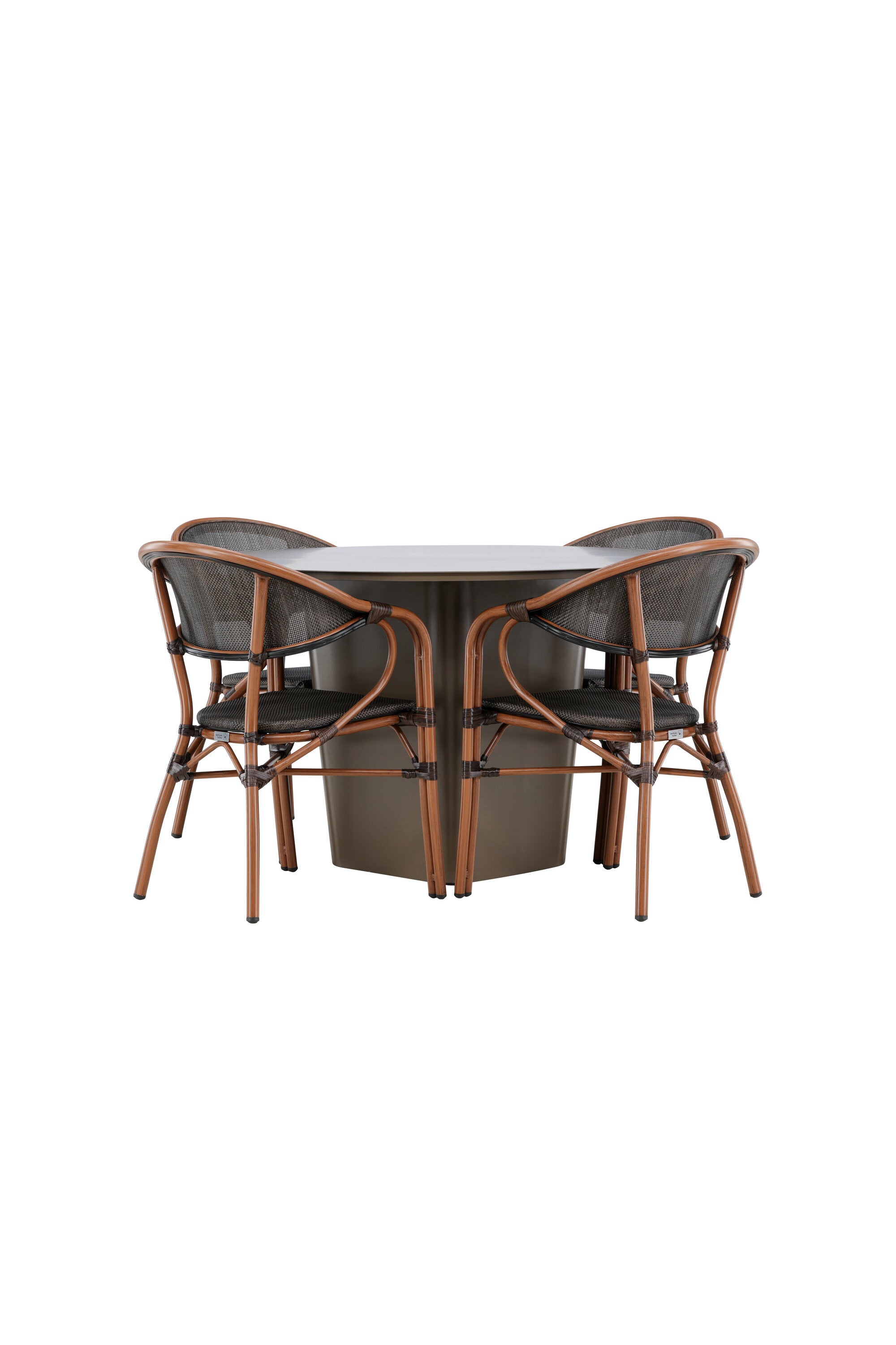 Santa Fe Gartentisch Set rund in Braun/Schwarz/Braun präsentiert im Onlineshop von KAQTU Design AG. Gartentischset ist von Venture Home