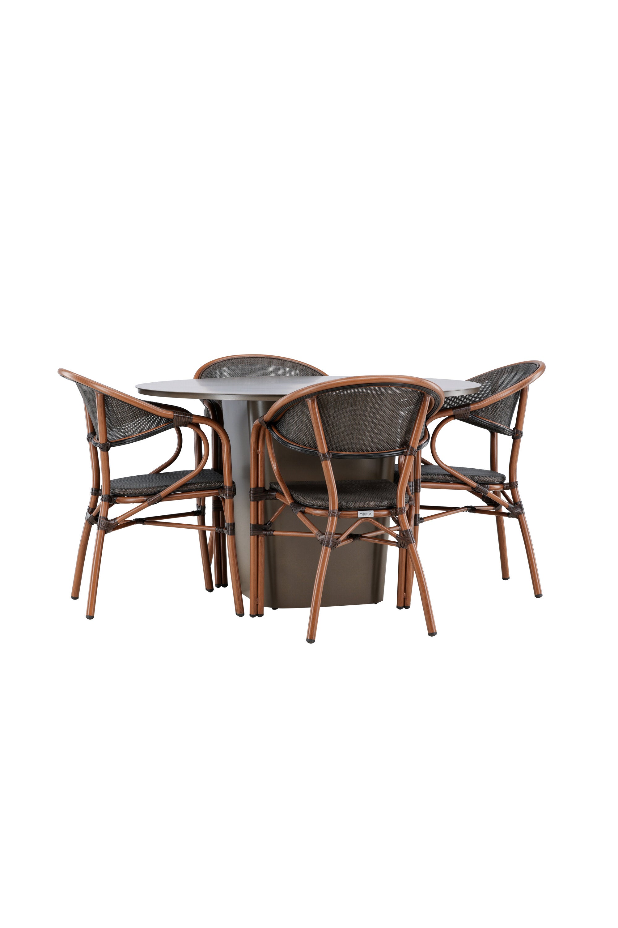 Santa Fe Gartentisch Set rund in Braun/Schwarz/Braun präsentiert im Onlineshop von KAQTU Design AG. Gartentischset ist von Venture Home