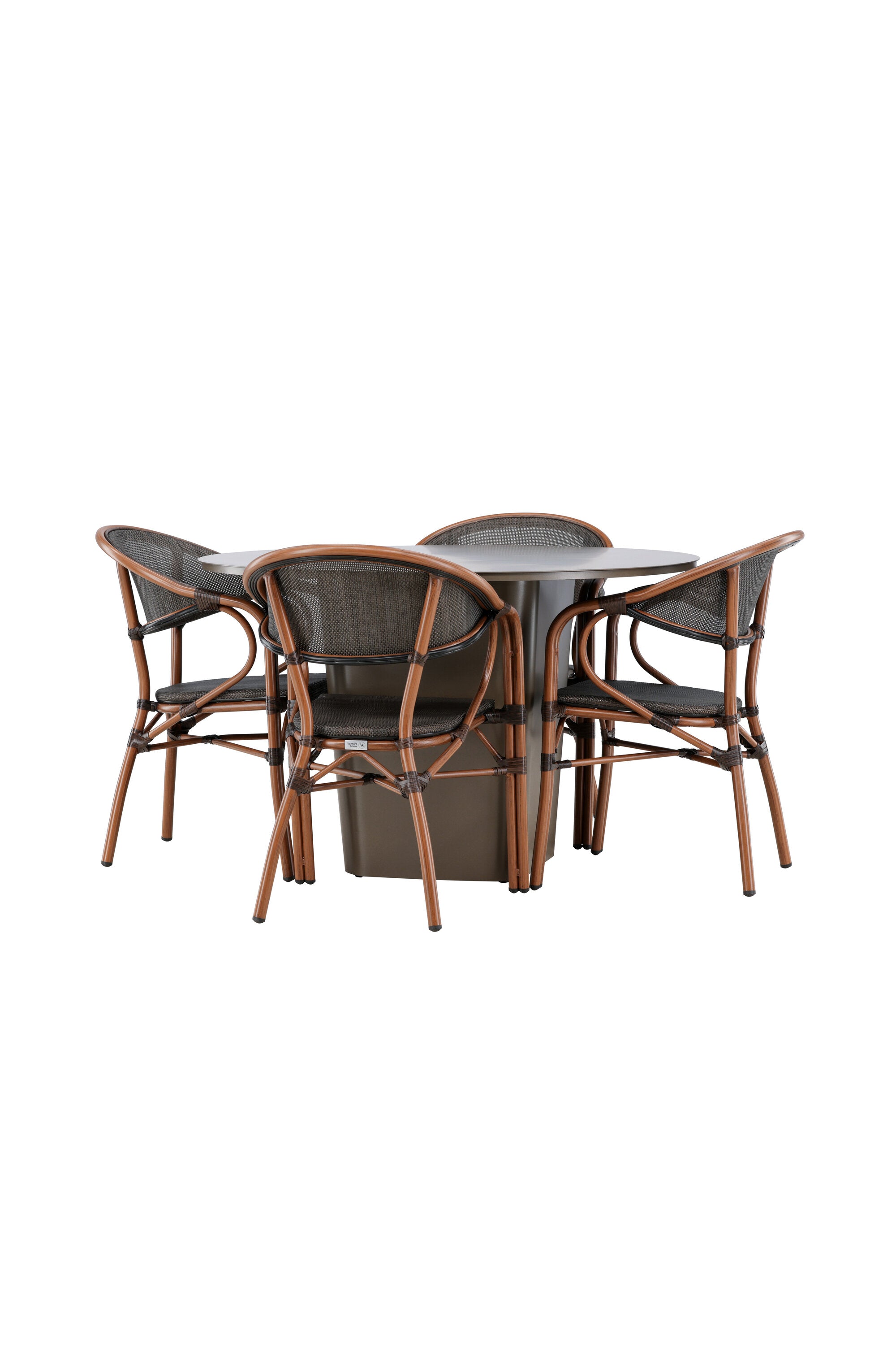 Santa Fe Gartentisch Set rund in Braun/Schwarz/Braun präsentiert im Onlineshop von KAQTU Design AG. Gartentischset ist von Venture Home