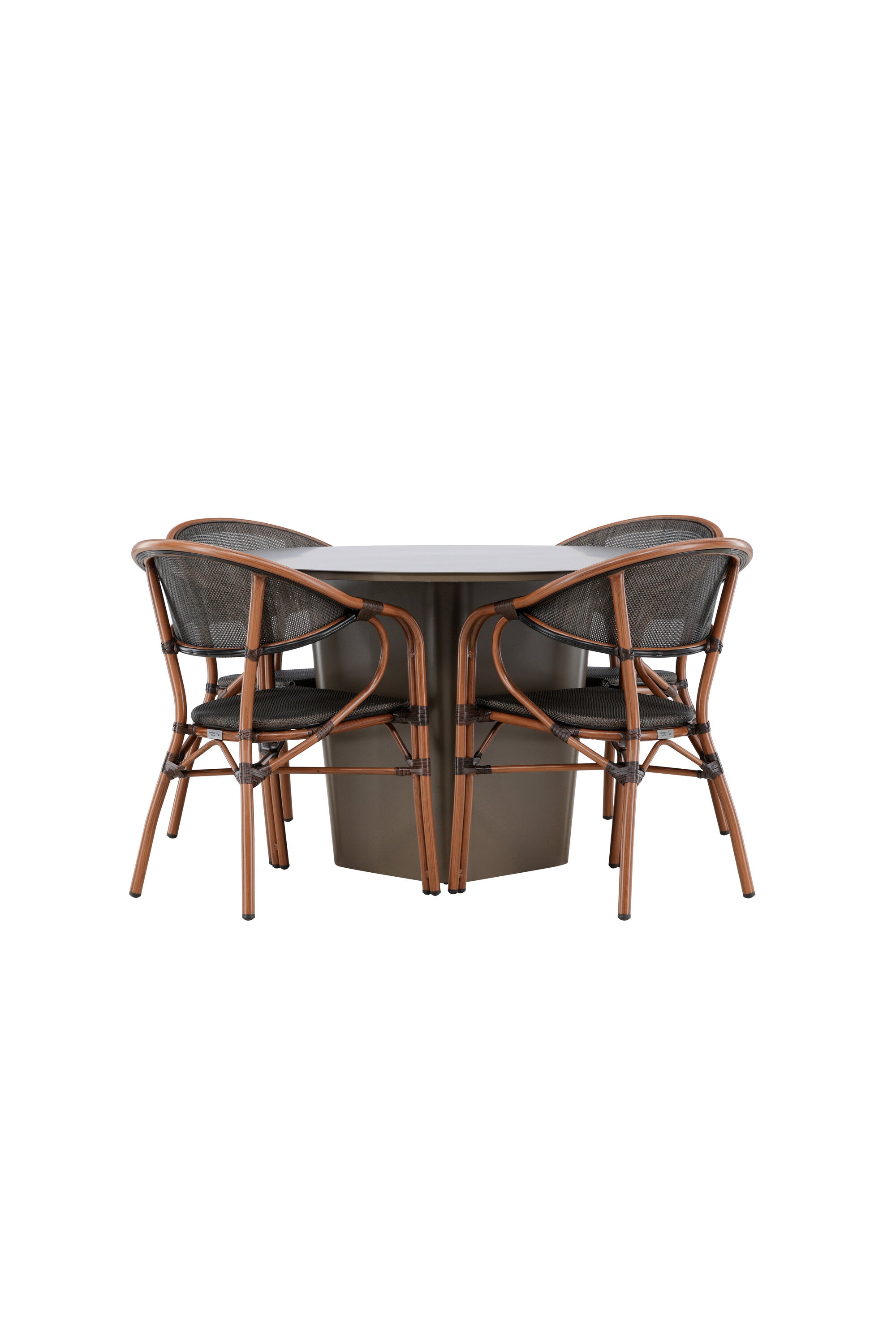 Santa Fe Gartentisch Set rund in Braun/Schwarz/Braun präsentiert im Onlineshop von KAQTU Design AG. Gartentischset ist von Venture Home