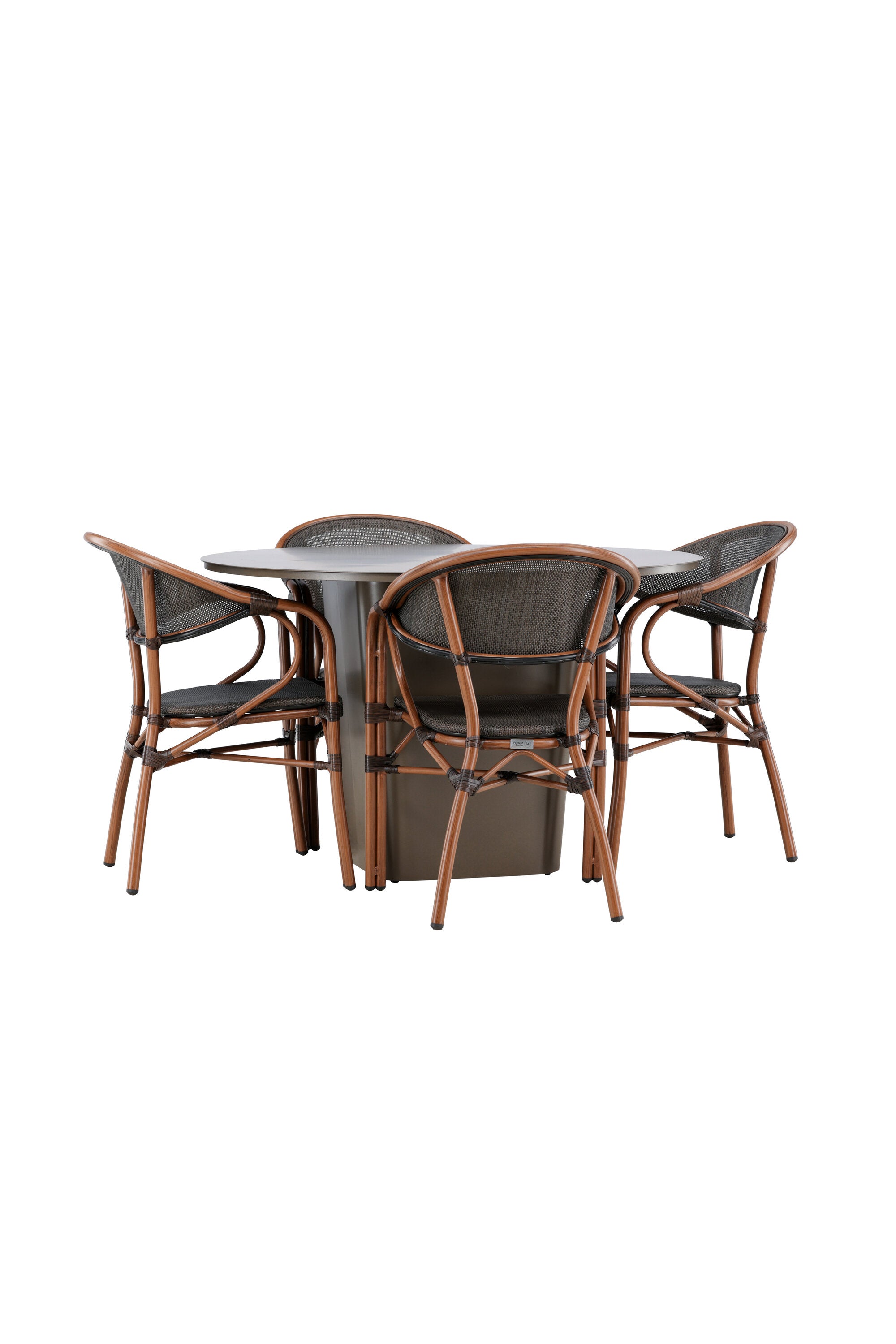 Santa Fe Gartentisch Set rund in Braun/Schwarz/Braun präsentiert im Onlineshop von KAQTU Design AG. Gartentischset ist von Venture Home