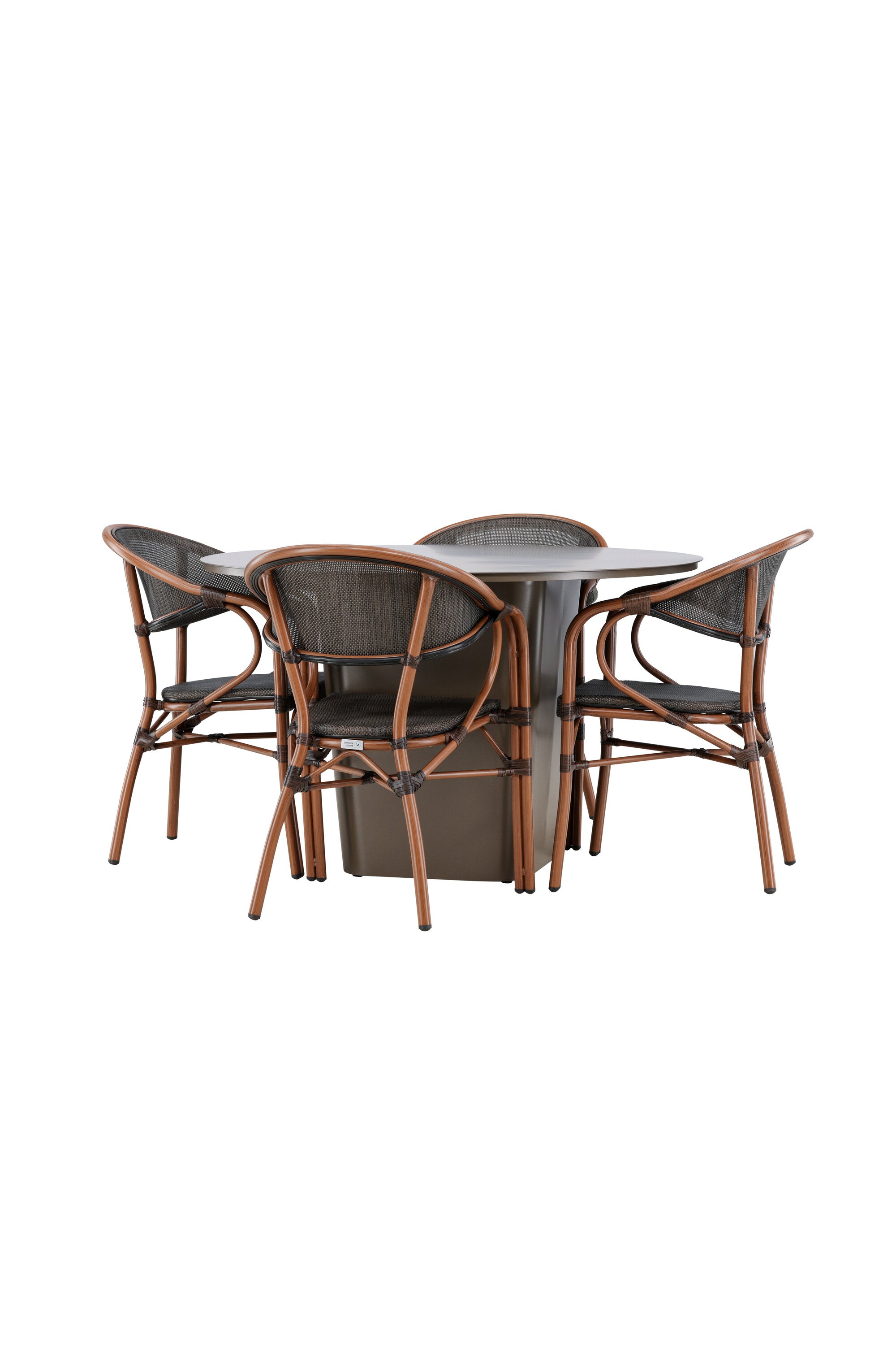 Santa Fe Gartentisch Set rund in Braun/Schwarz/Braun präsentiert im Onlineshop von KAQTU Design AG. Gartentischset ist von Venture Home