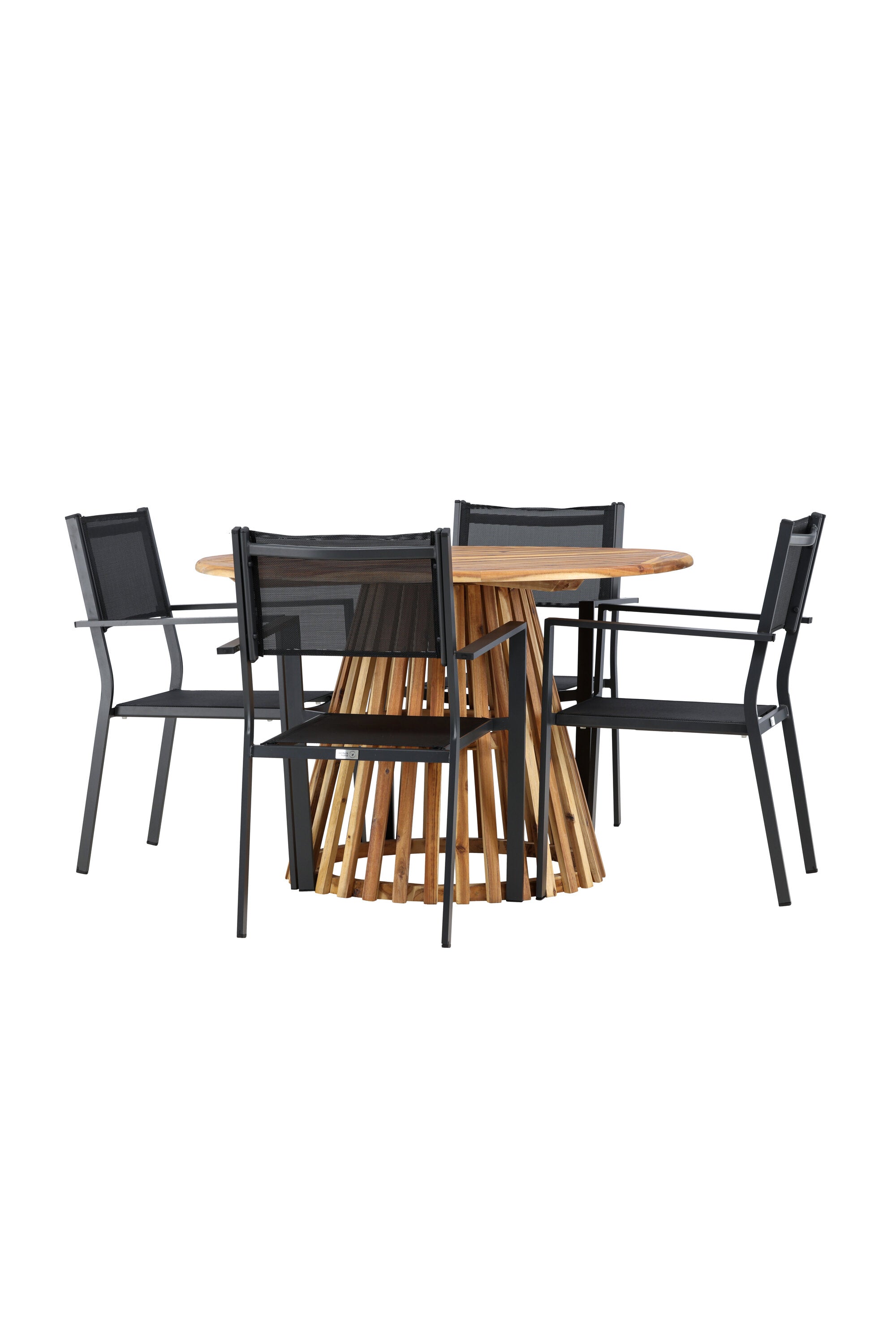 Lumpur Gartentisch Set rund + Copacabana in Natur/Schwarz präsentiert im Onlineshop von KAQTU Design AG. Gartentischset ist von Venture Home
