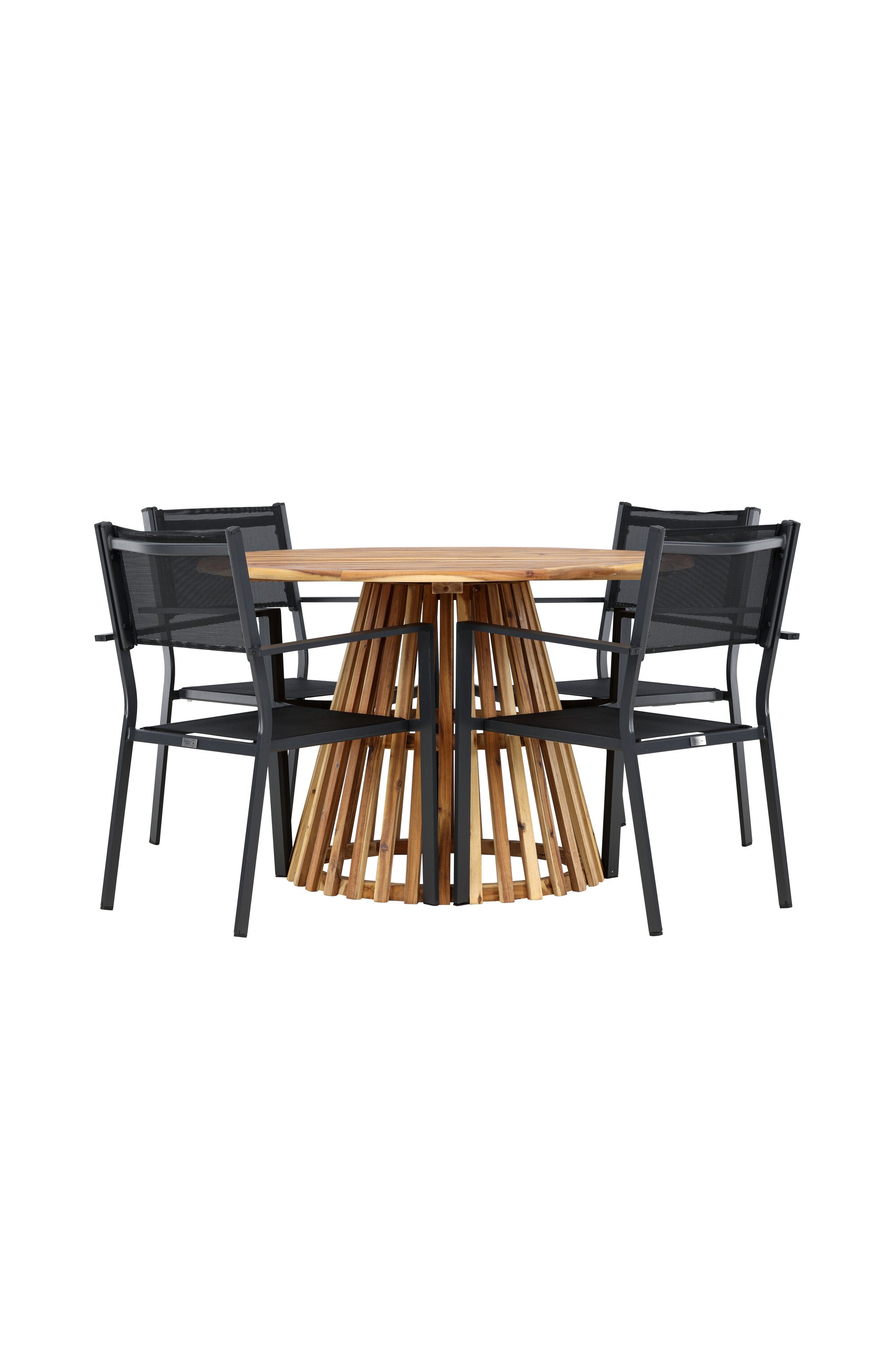 Lumpur Gartentisch Set rund + Copacabana in Natur/Schwarz präsentiert im Onlineshop von KAQTU Design AG. Gartentischset ist von Venture Home
