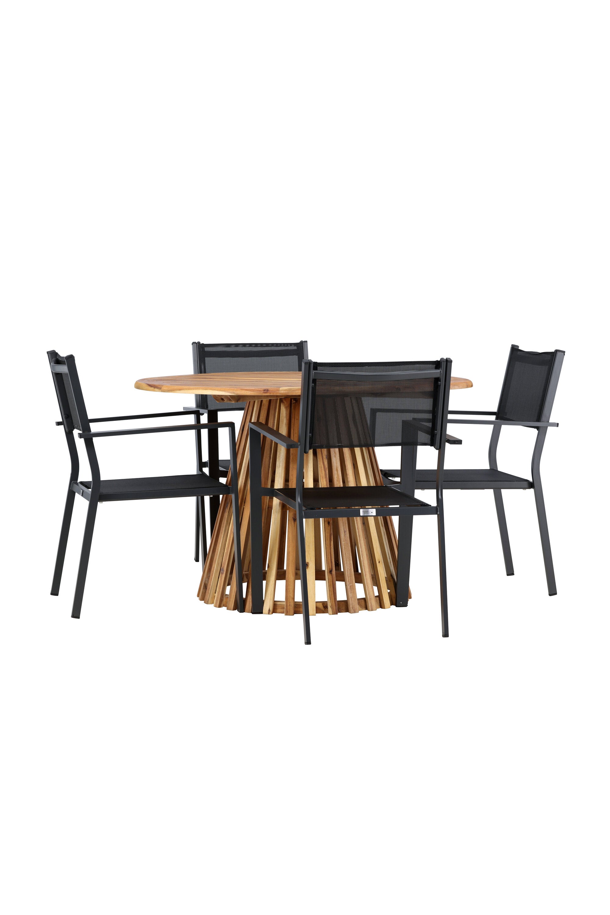 Lumpur Gartentisch Set rund + Copacabana in Natur/Schwarz präsentiert im Onlineshop von KAQTU Design AG. Gartentischset ist von Venture Home