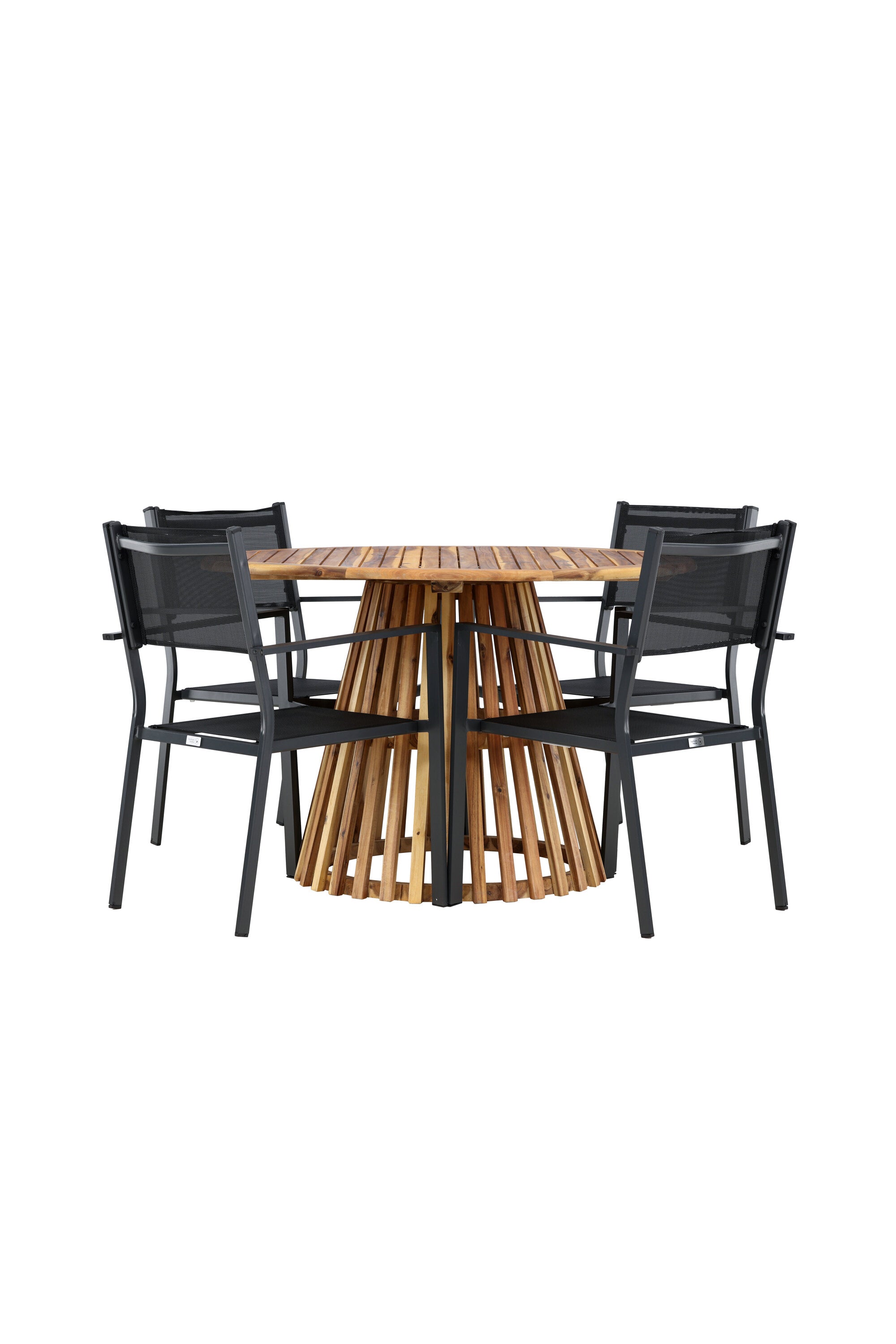 Lumpur Gartentisch Set rund + Copacabana in Natur/Schwarz präsentiert im Onlineshop von KAQTU Design AG. Gartentischset ist von Venture Home