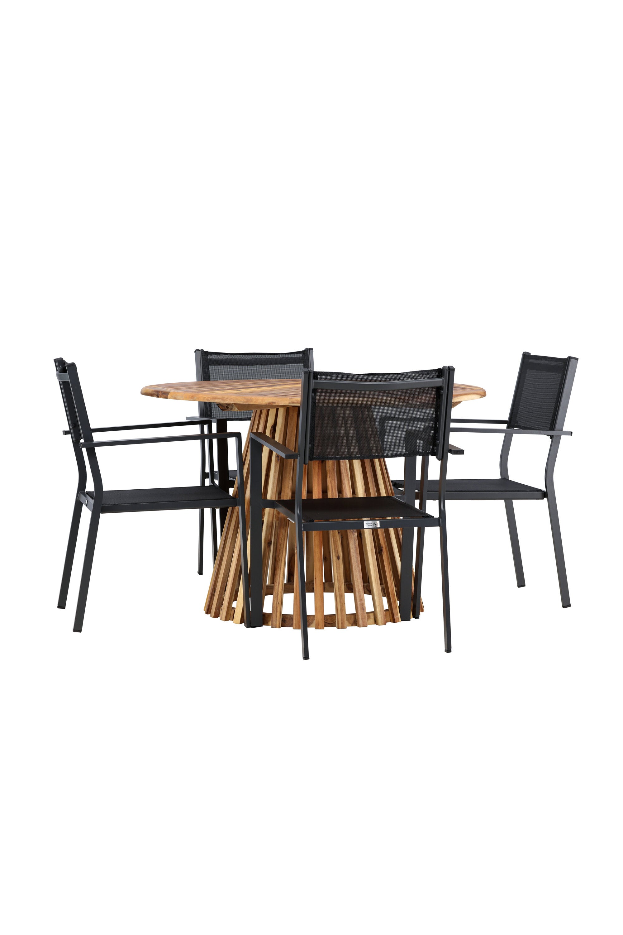 Lumpur Gartentisch Set rund + Copacabana in Natur/Schwarz präsentiert im Onlineshop von KAQTU Design AG. Gartentischset ist von Venture Home