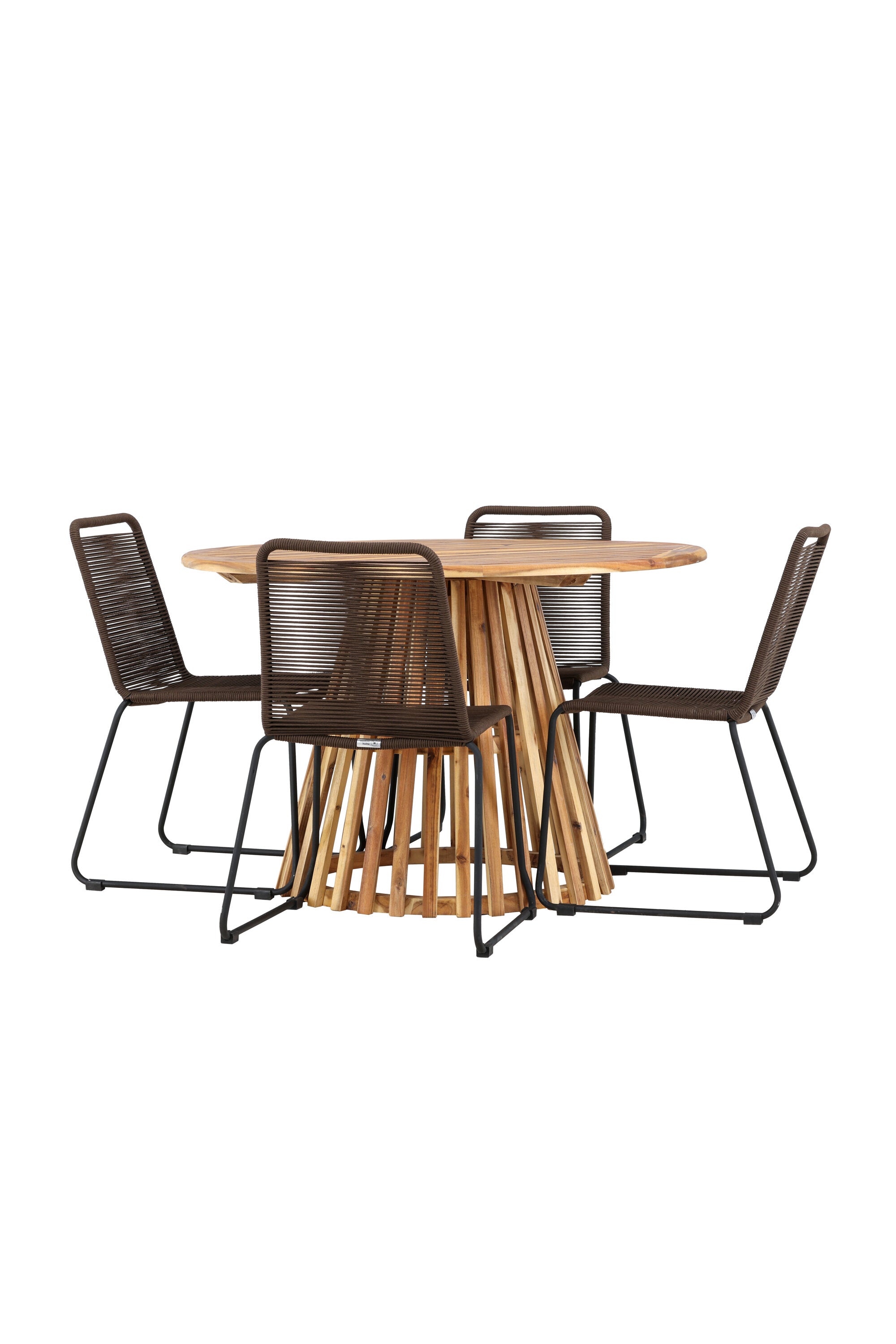 Lumpur Gartentisch Set rund + Lindos in Natur/Schwarz/Braun präsentiert im Onlineshop von KAQTU Design AG. Gartentischset ist von Venture Home