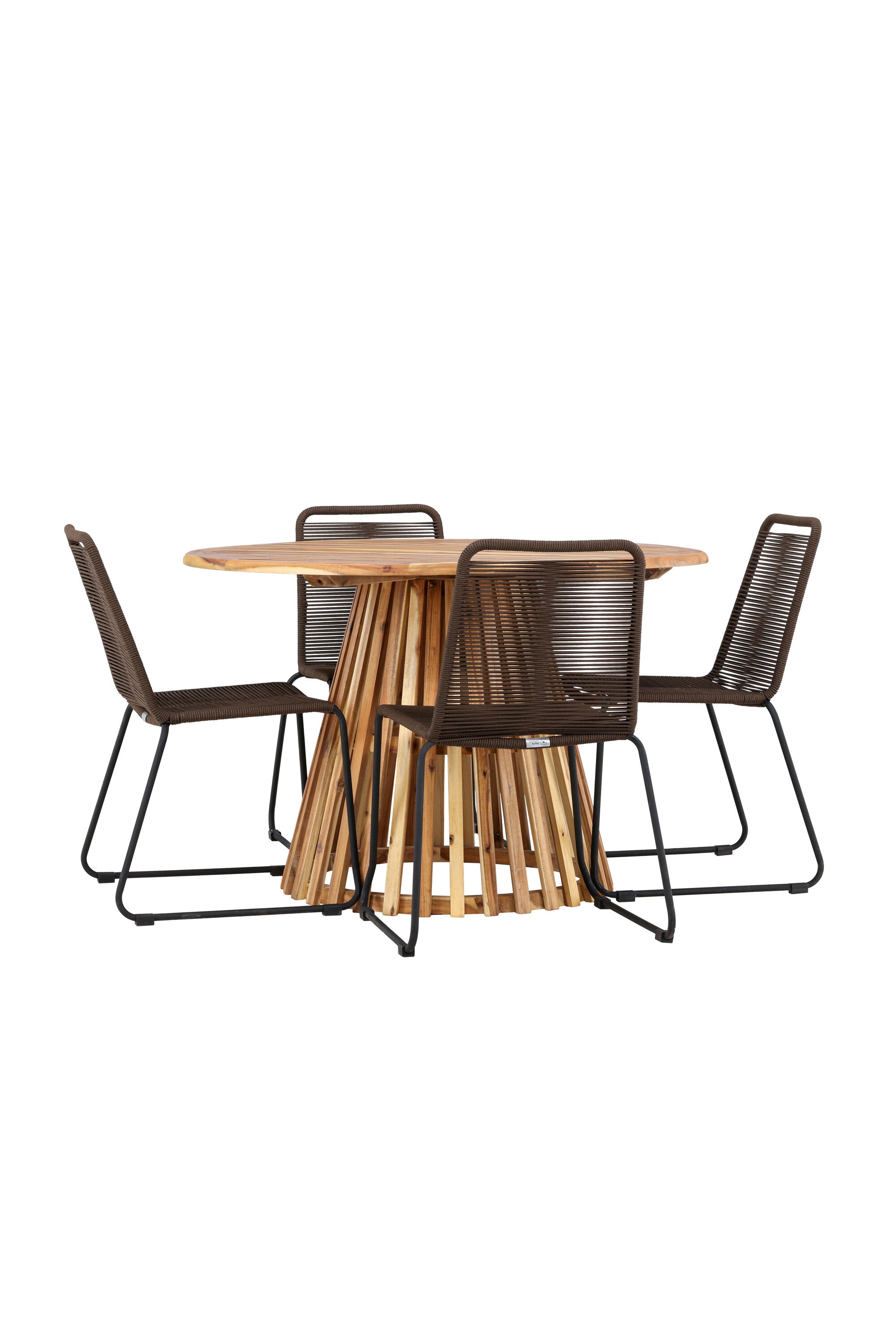 Lumpur Gartentisch Set rund + Lindos in Natur/Schwarz/Braun präsentiert im Onlineshop von KAQTU Design AG. Gartentischset ist von Venture Home