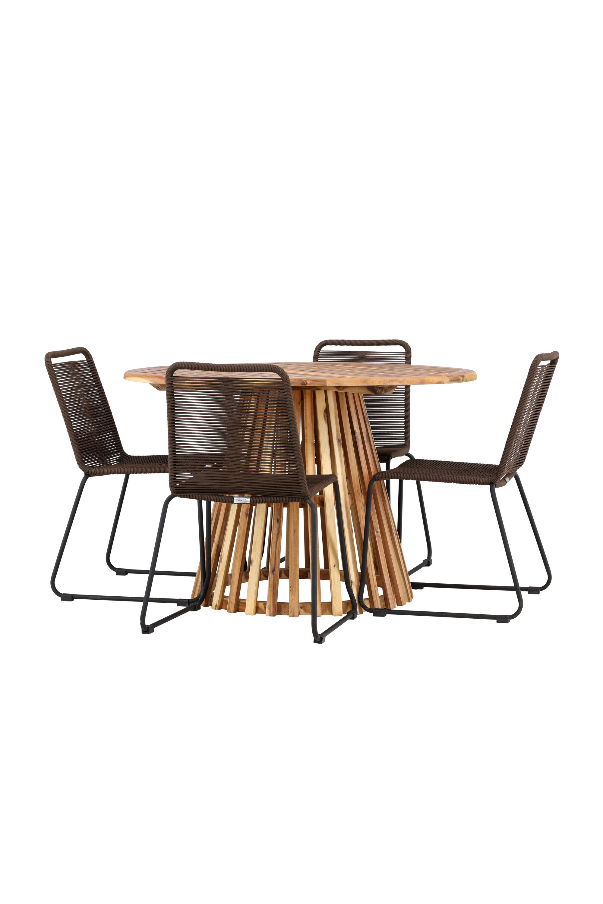 Lumpur Gartentisch Set rund + Lindos in Natur/Schwarz/Braun präsentiert im Onlineshop von KAQTU Design AG. Gartentischset ist von Venture Home
