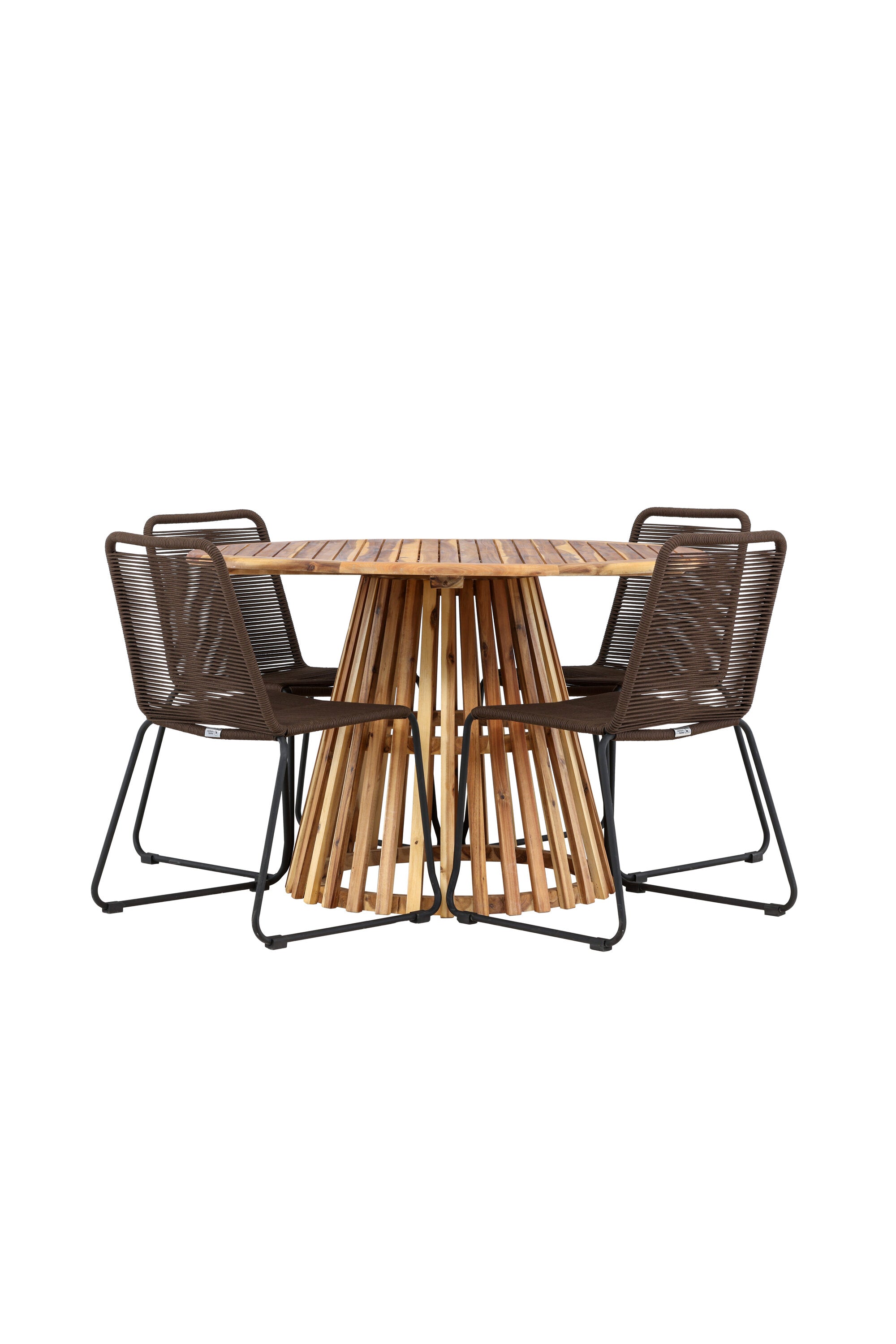 Lumpur Gartentisch Set rund + Lindos in Natur/Schwarz/Braun präsentiert im Onlineshop von KAQTU Design AG. Gartentischset ist von Venture Home