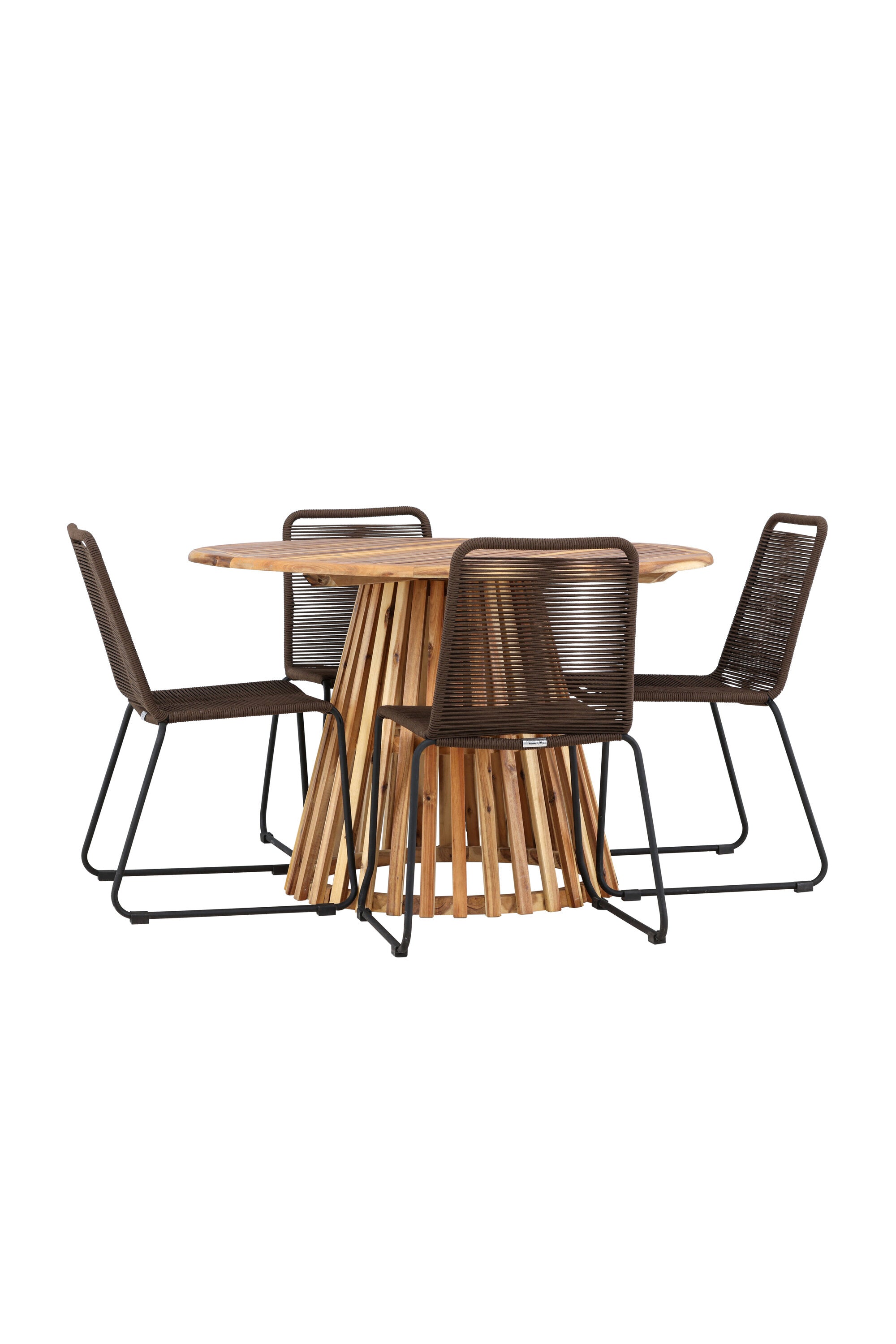 Lumpur Gartentisch Set rund + Lindos in Natur/Schwarz/Braun präsentiert im Onlineshop von KAQTU Design AG. Gartentischset ist von Venture Home