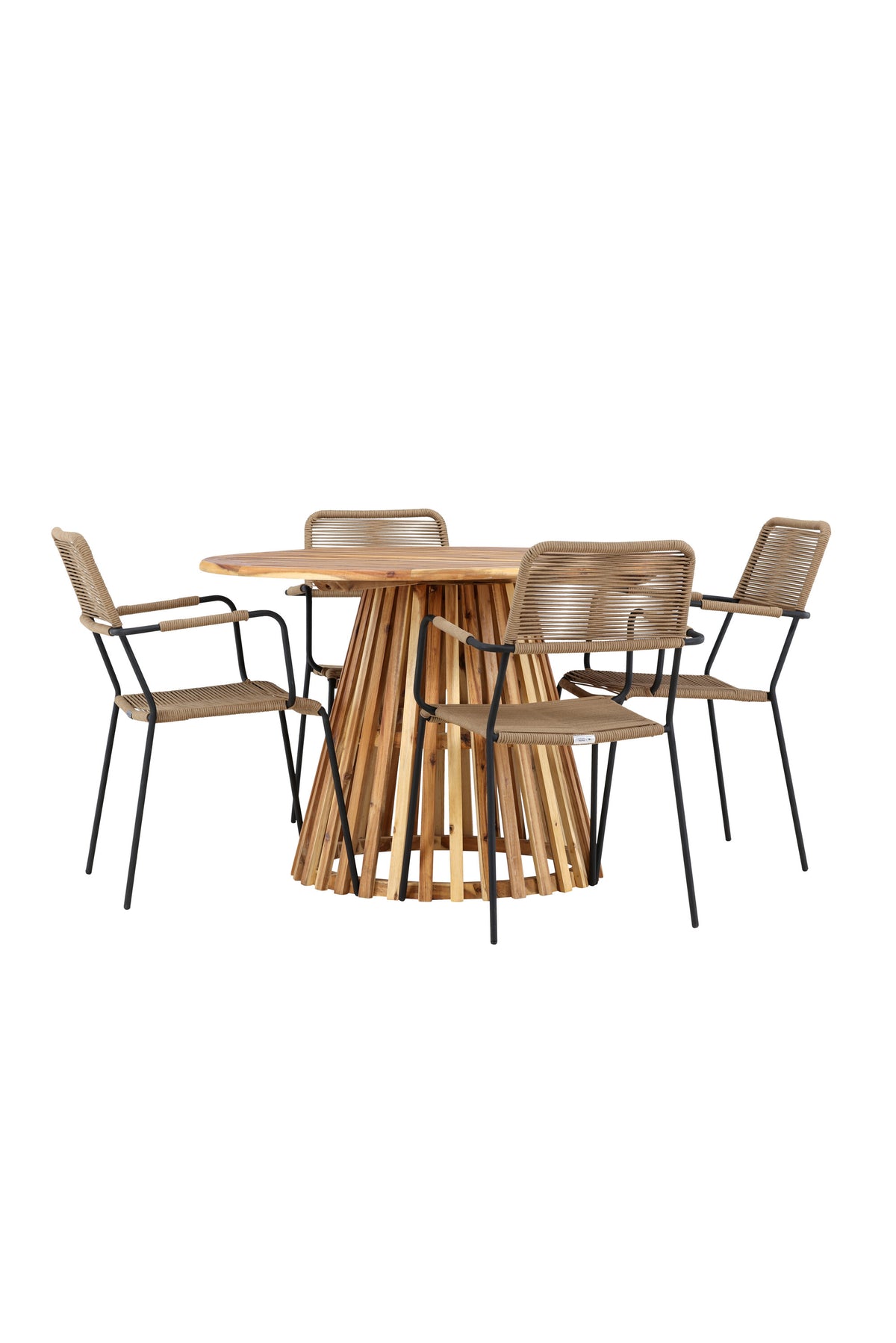 Lumpur Gartentisch Set rund + Lindos Armchair in Natur/Schwarz/Braun präsentiert im Onlineshop von KAQTU Design AG. Gartentischset ist von Venture Home