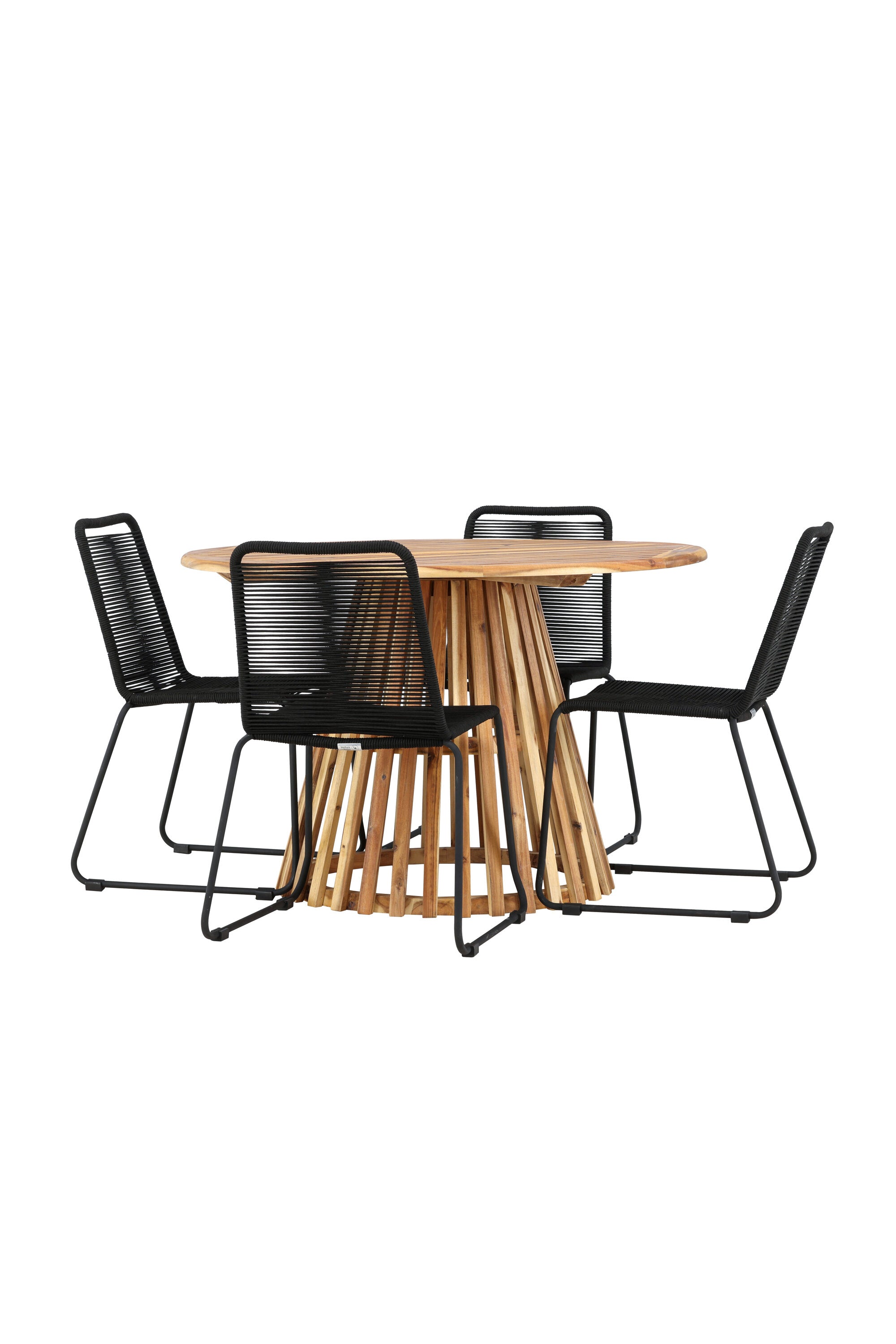 Lumpur Gartentisch Set rund + Lindos in Natur/Schwarz präsentiert im Onlineshop von KAQTU Design AG. Gartentischset ist von Venture Home