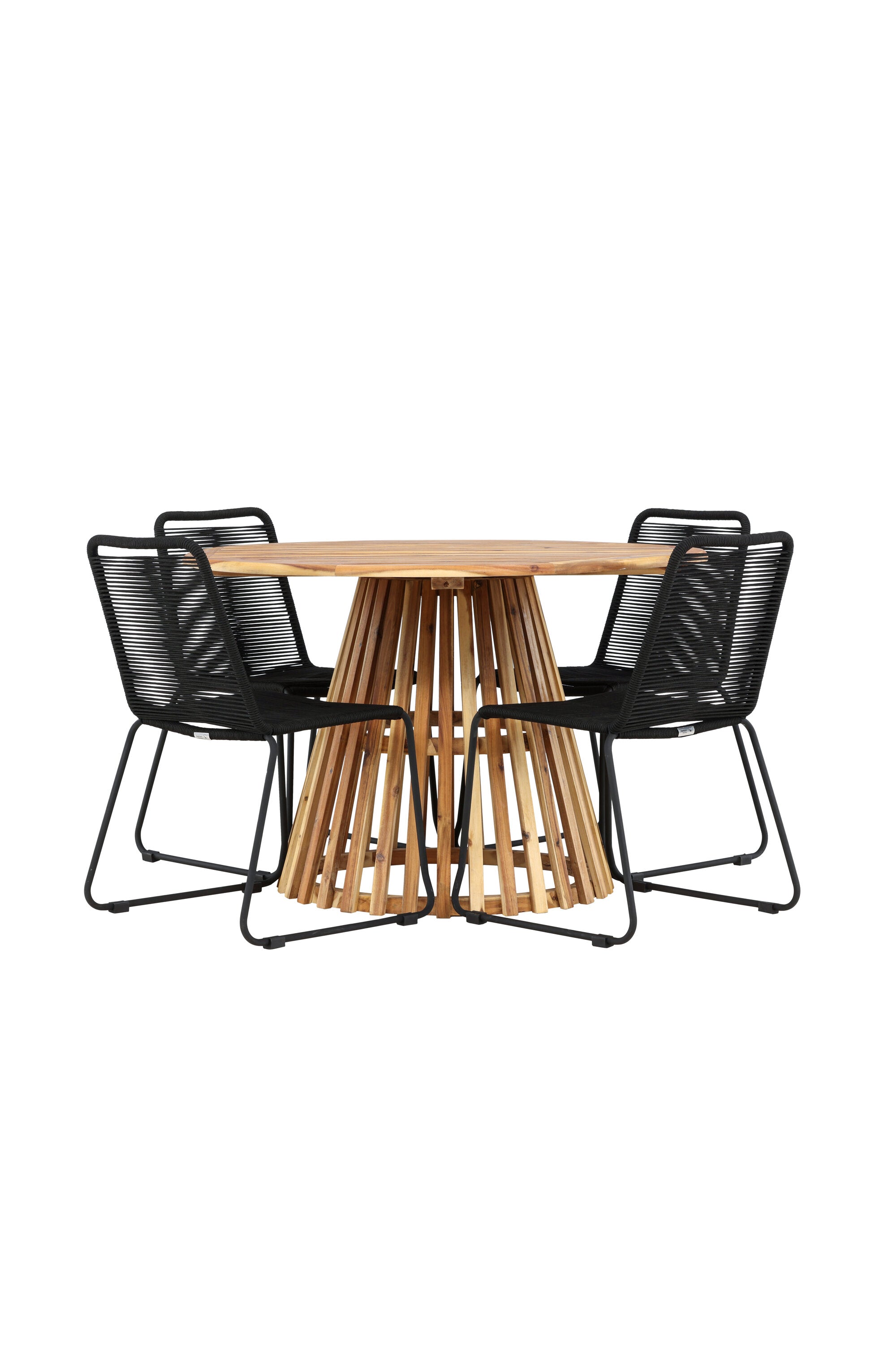 Lumpur Gartentisch Set rund + Lindos in Natur/Schwarz präsentiert im Onlineshop von KAQTU Design AG. Gartentischset ist von Venture Home